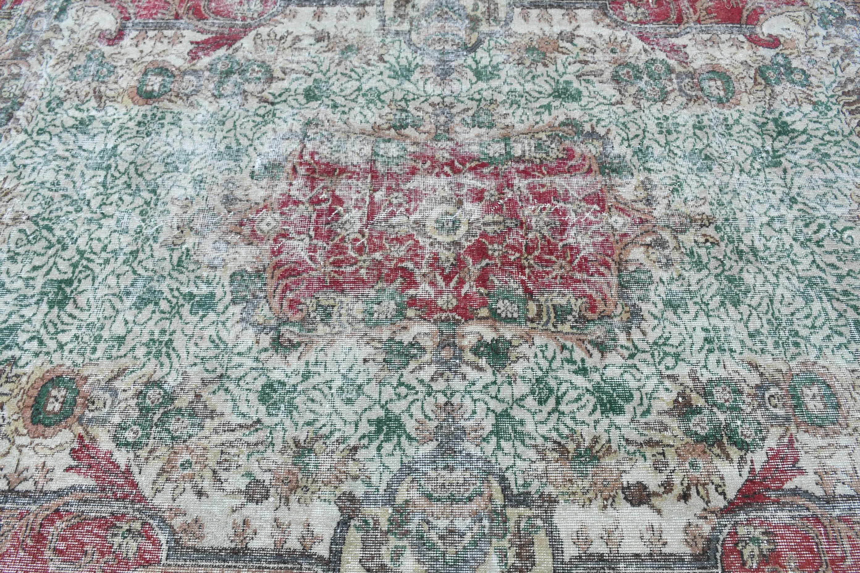 Rugs for Bedroom, Moroccan Rug, Turkish Rug, Pale Rug, Bedroom Rugs, Vintage Rug, Dining Room Rugs, 5.7x9.6 ft Large Rugs, Green Wool Rug