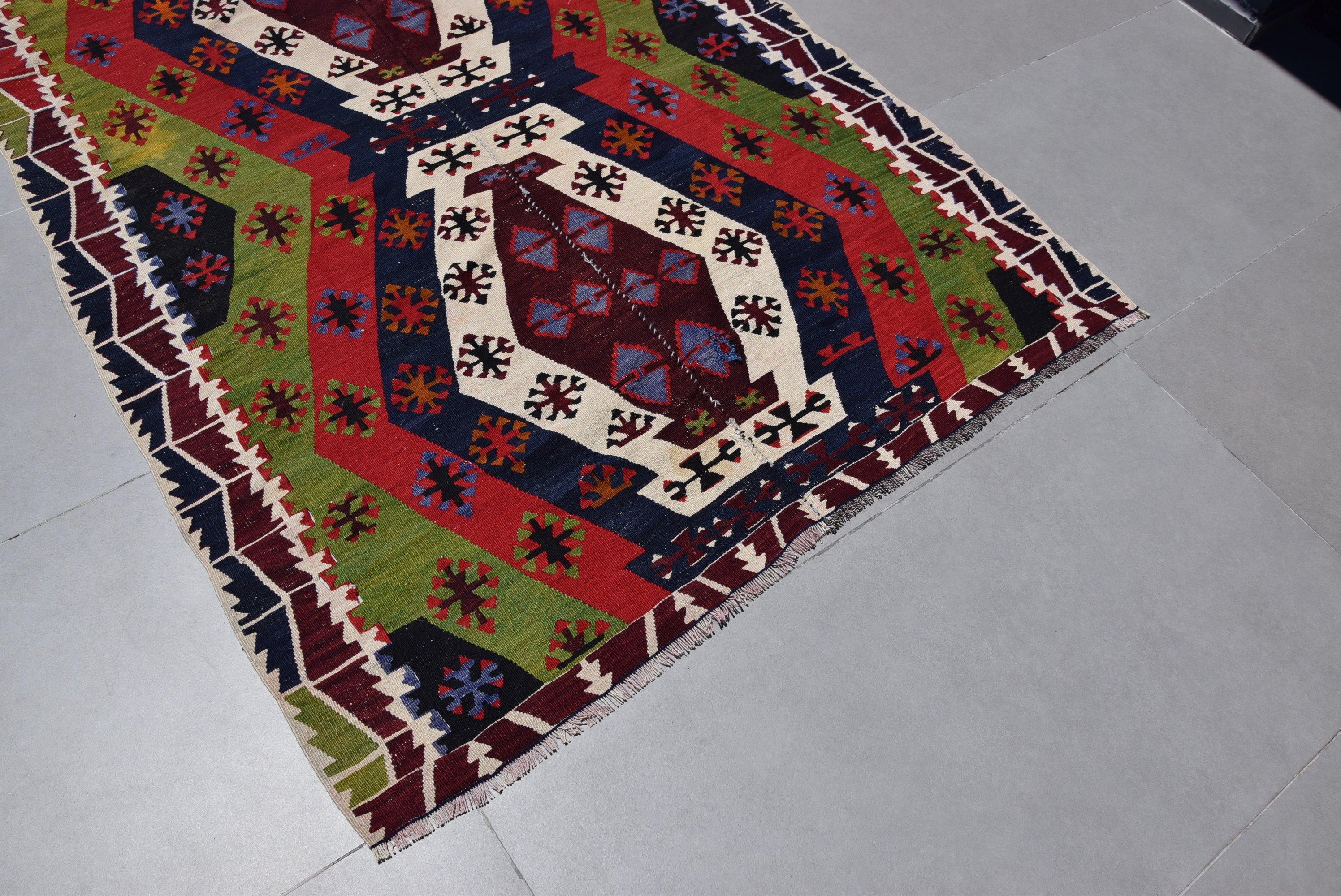 Ev Dekorasyonu Halıları, Kırmızı Oushak Halısı, Türk Halıları, Vintage Halı, Yemek Odası Halısı, Eski Halılar, Salon Halısı, 4.9x11.5 ft Büyük Halı, Kilim, Antika Halı