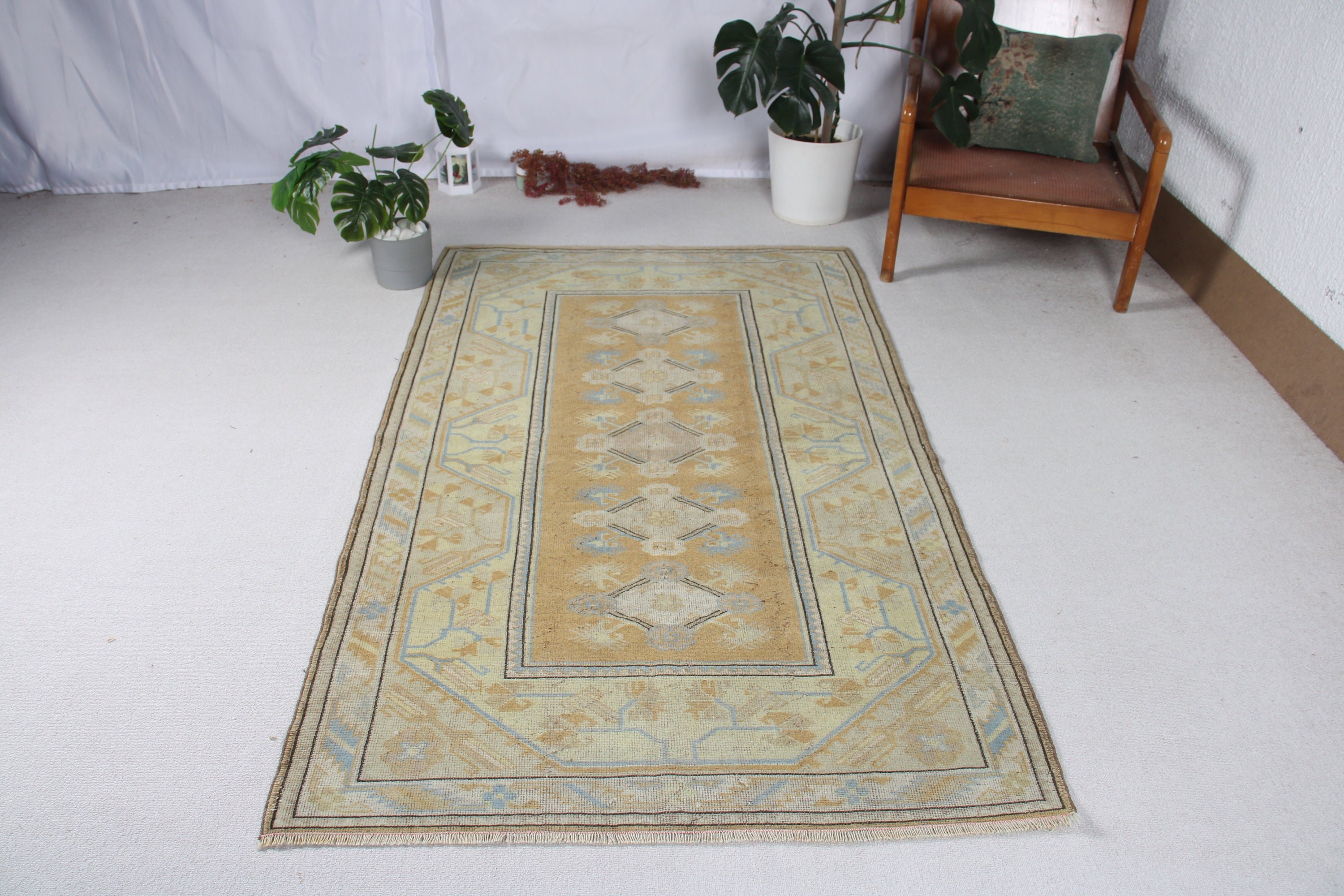 Oturma Odası Halıları, 3.8x6.4 ft Alan Halısı, Yer Halısı, Türk Halısı, Yün Halıları, Yatak Odası Halıları, Antika Halı, Vintage Halılar, Yeşil Oushak Halıları