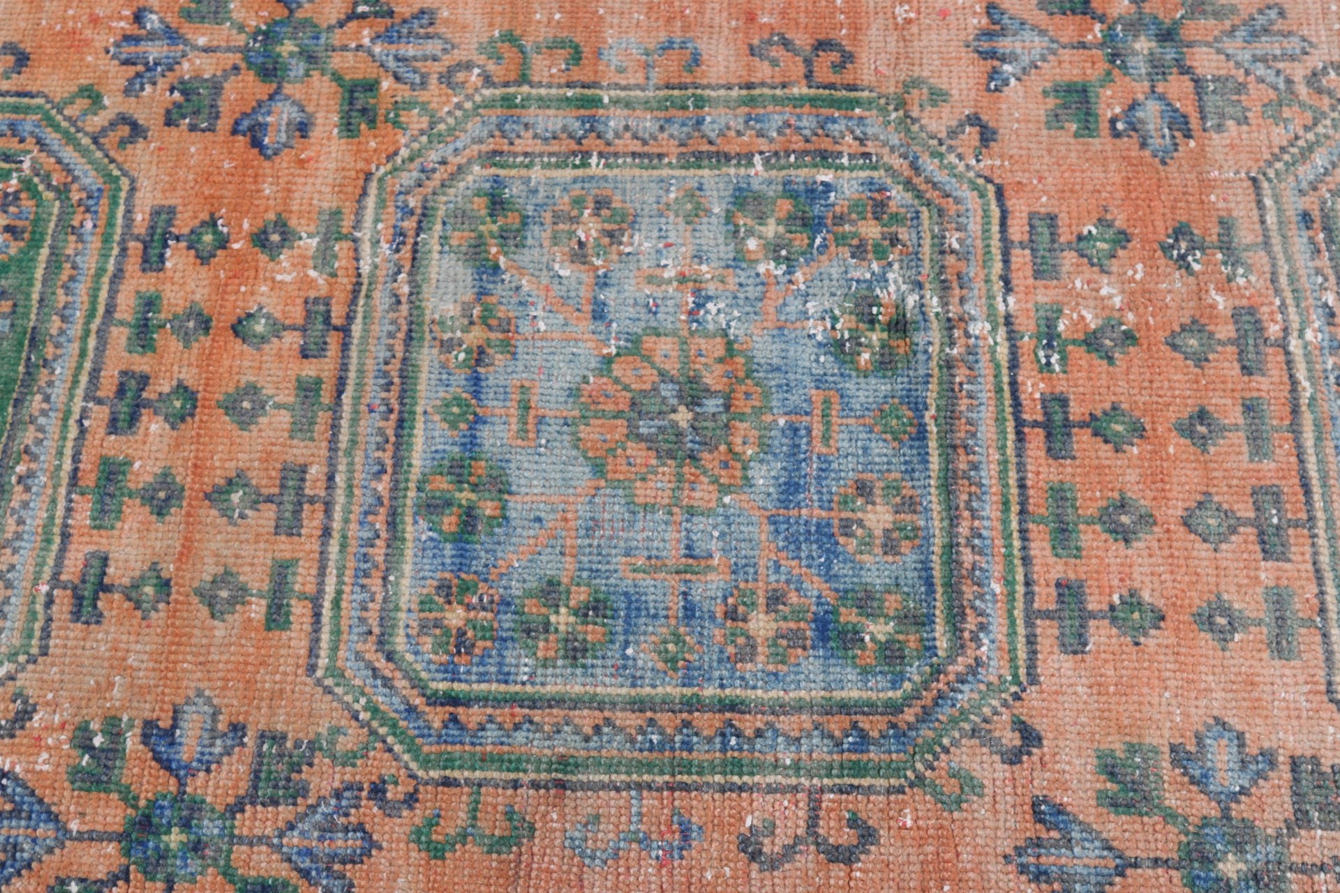 Mutfak Halıları, 2,5x11,6 ft Runner Halıları, Vintage Runner Halıları, Turuncu Havalı Halılar, Türk Halıları, Oushak Halısı, Vintage Halılar, Boho Halıları