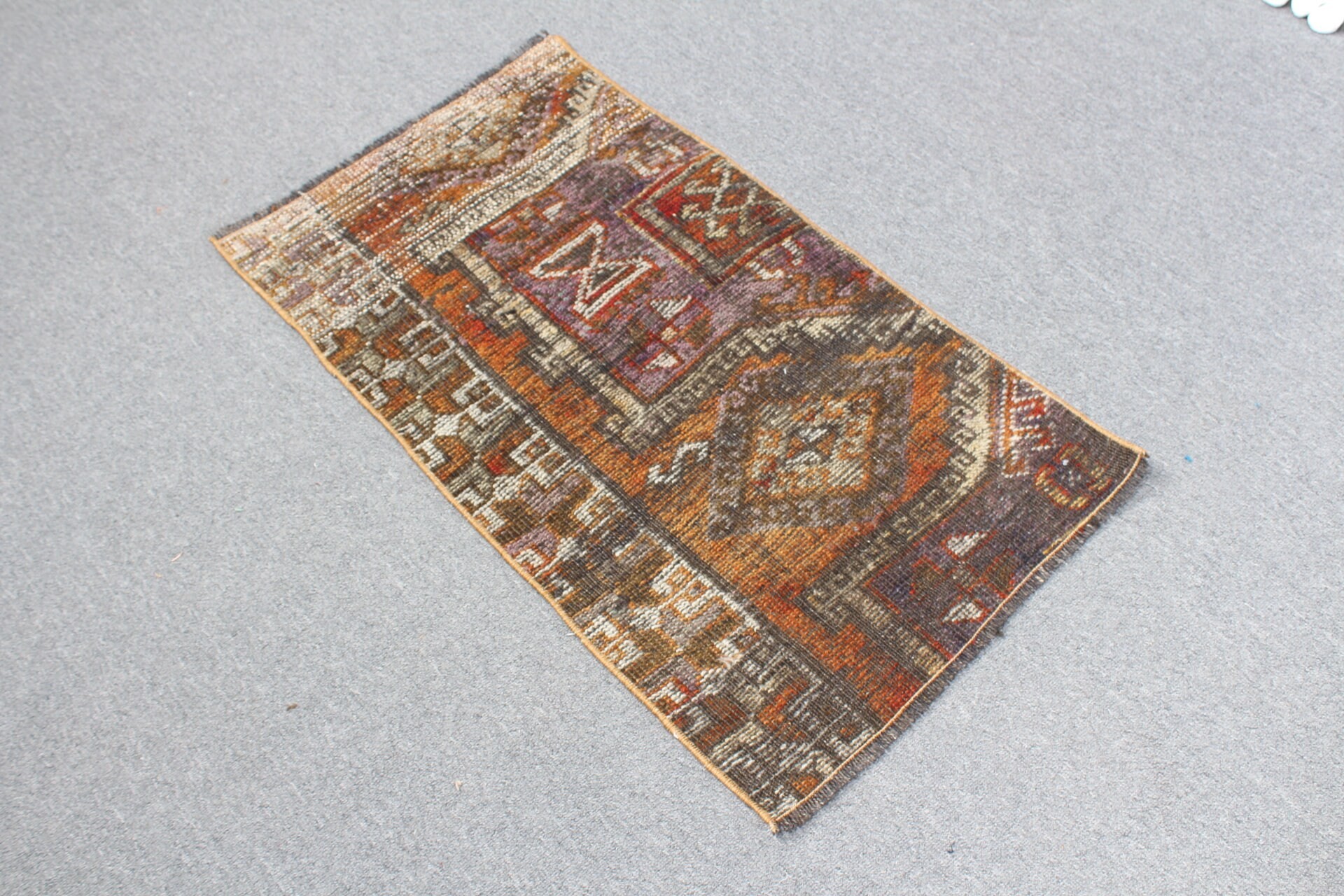 Bathroom Rug, Kitchen Rugs, 1.6x3 ft Small Rug, Vintage Rug, Ethnic Rug, Orange Home Decor Rug, Home Decor Rug, Rugs for Entry, Turkish Rug