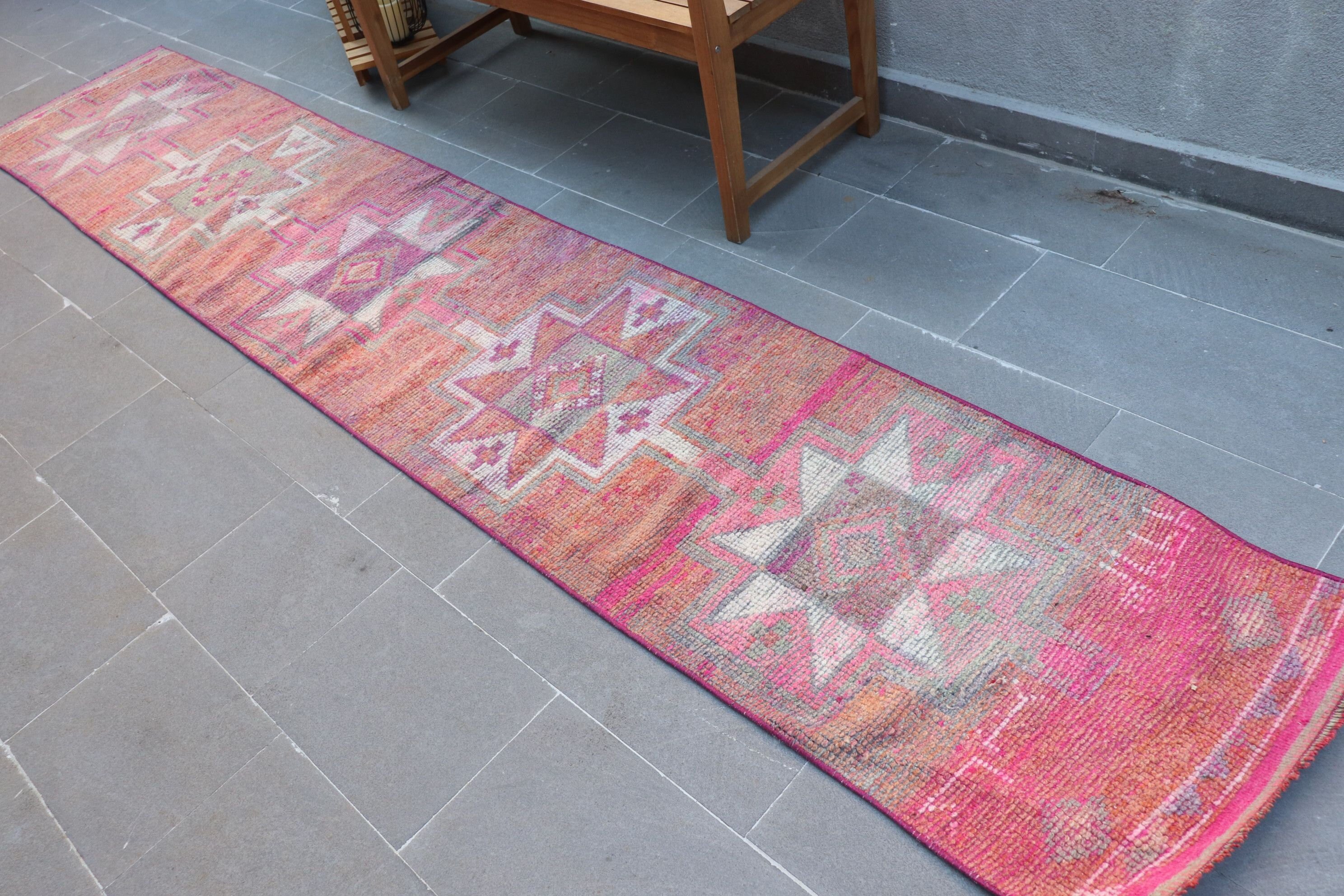 Orange Bedroom Rug, 2.1x12 ft Runner Rug, Turkish Rug, Vintage Rug, Kitchen Rug, Antique Rugs, Eclectic Rug, Corridor Rugs