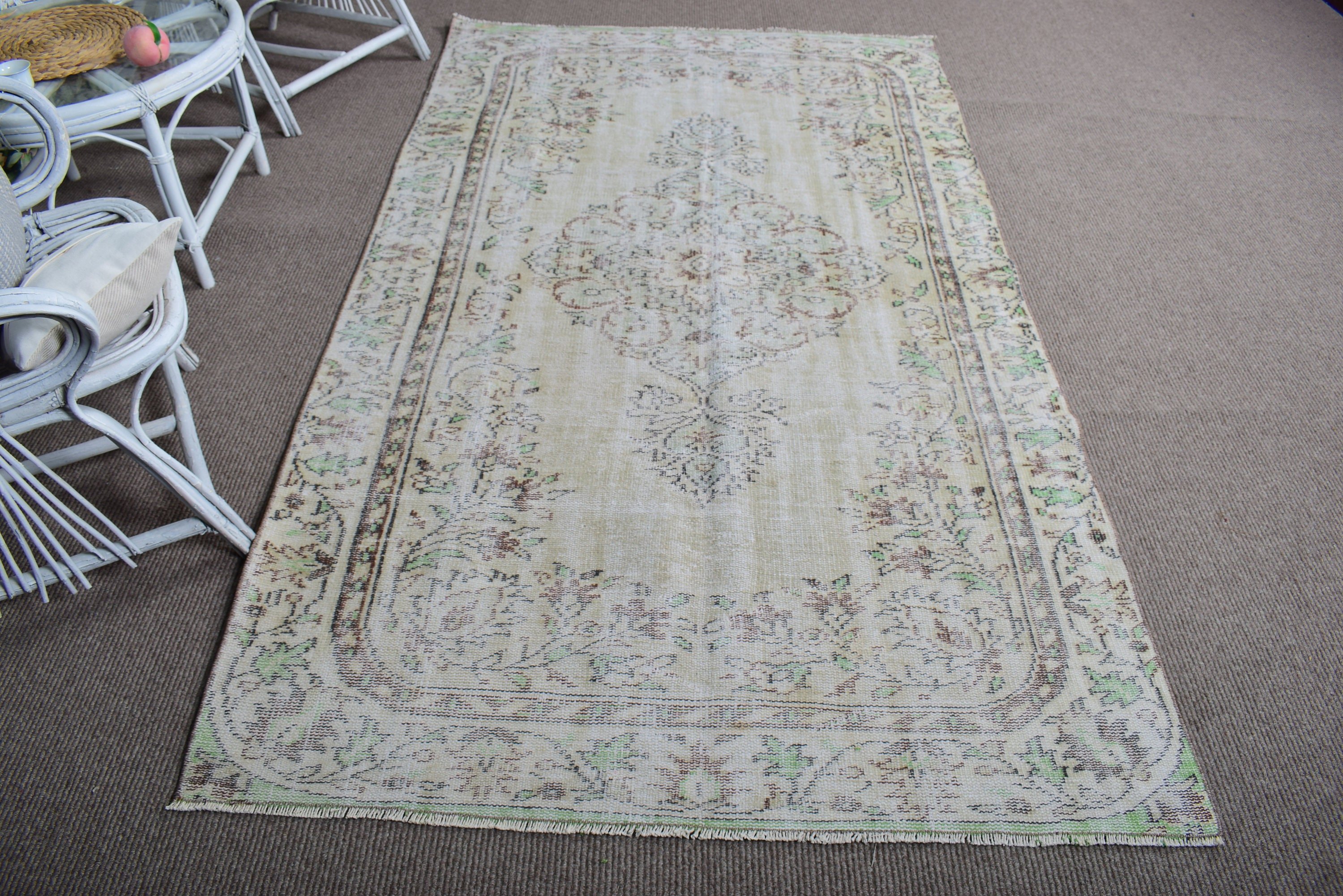 Boho Bölge Halıları, Düz Dokuma Halı, Yeşil Yer Halıları, Çocuk Odası Halıları, Türk Halıları, Aztek Halıları, Vintage Halılar, Antika Halı, 4,6x8,3 ft Alan Halısı