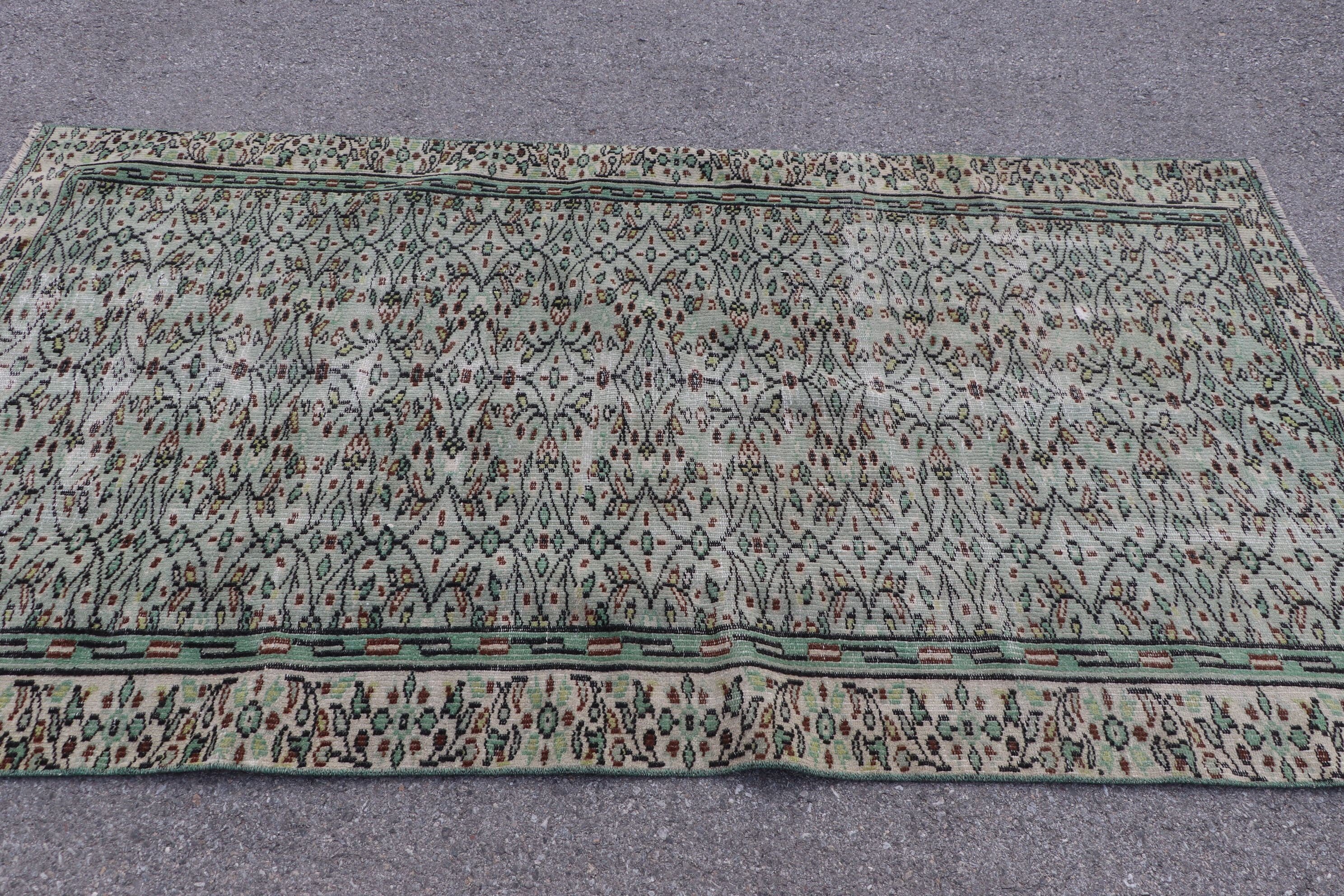 Yeşil Fas Halısı, Oushak Halısı, 4,5x8,2 ft Alan Halısı, Alan Halıları, Oturma Odası Halısı, Türk Halısı, Yatak Odası Halıları, Antika Halı, Vintage Halılar