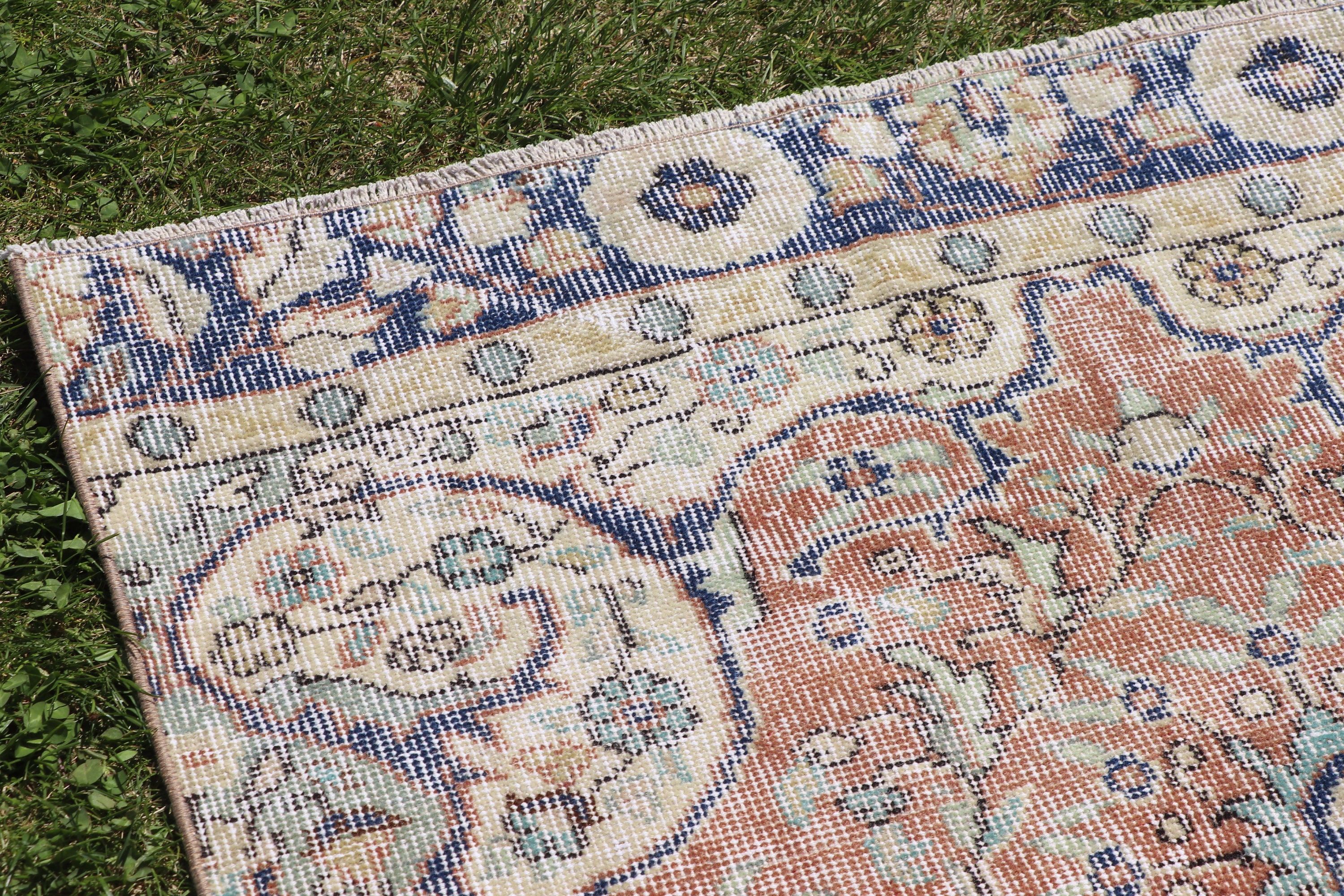 Turuncu Ev Dekor Halısı, 3.4x9.5 ft Runner Halıları, Vintage Halılar, Fas Halıları, Türk Halısı, Merdiven Halıları, Boho Halıları, Koridor Halıları