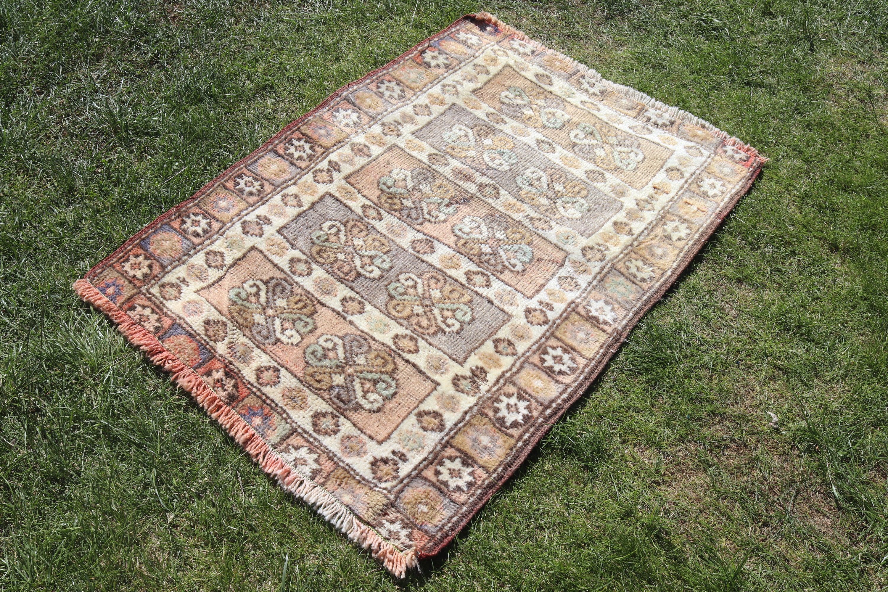 Turkish Rugs, Oriental Rugs, Small Boho Rug, Vintage Rugs, Brown  2.5x3.6 ft Small Rug, Wall Hanging Rugs, Luxury Rugs