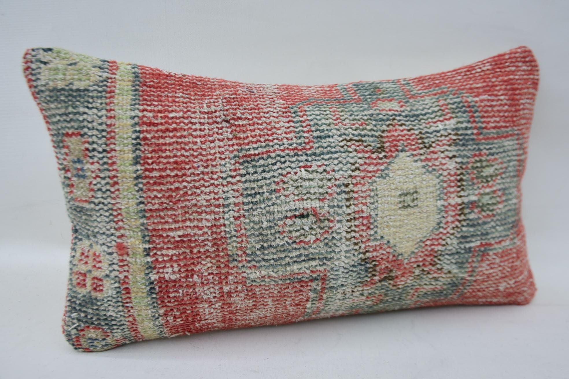 Decorative Cushion, Vintage Kilim Pillow, Turkish Kilim Pillow, Kilim Pillow, Decorative Pillow Case, 12"x20" Red Pillow, Colorful Cushion