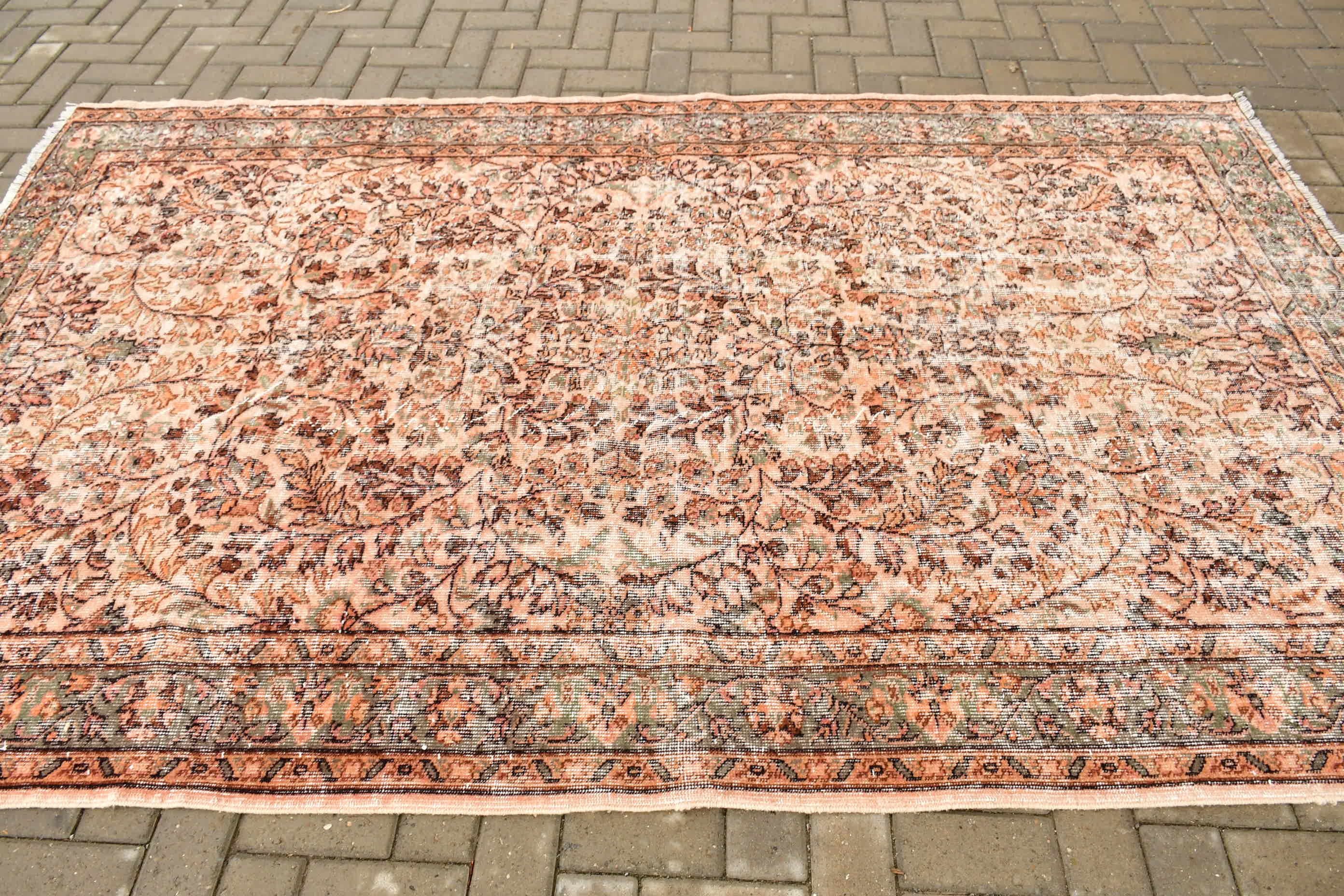 Fas Halısı, Salon Halıları, Vintage Halılar, 5.6x9.1 ft Büyük Halı, Türk Halısı, Yeşil Yatak Odası Halısı, Yemek Odası Halısı, Pastel Halı