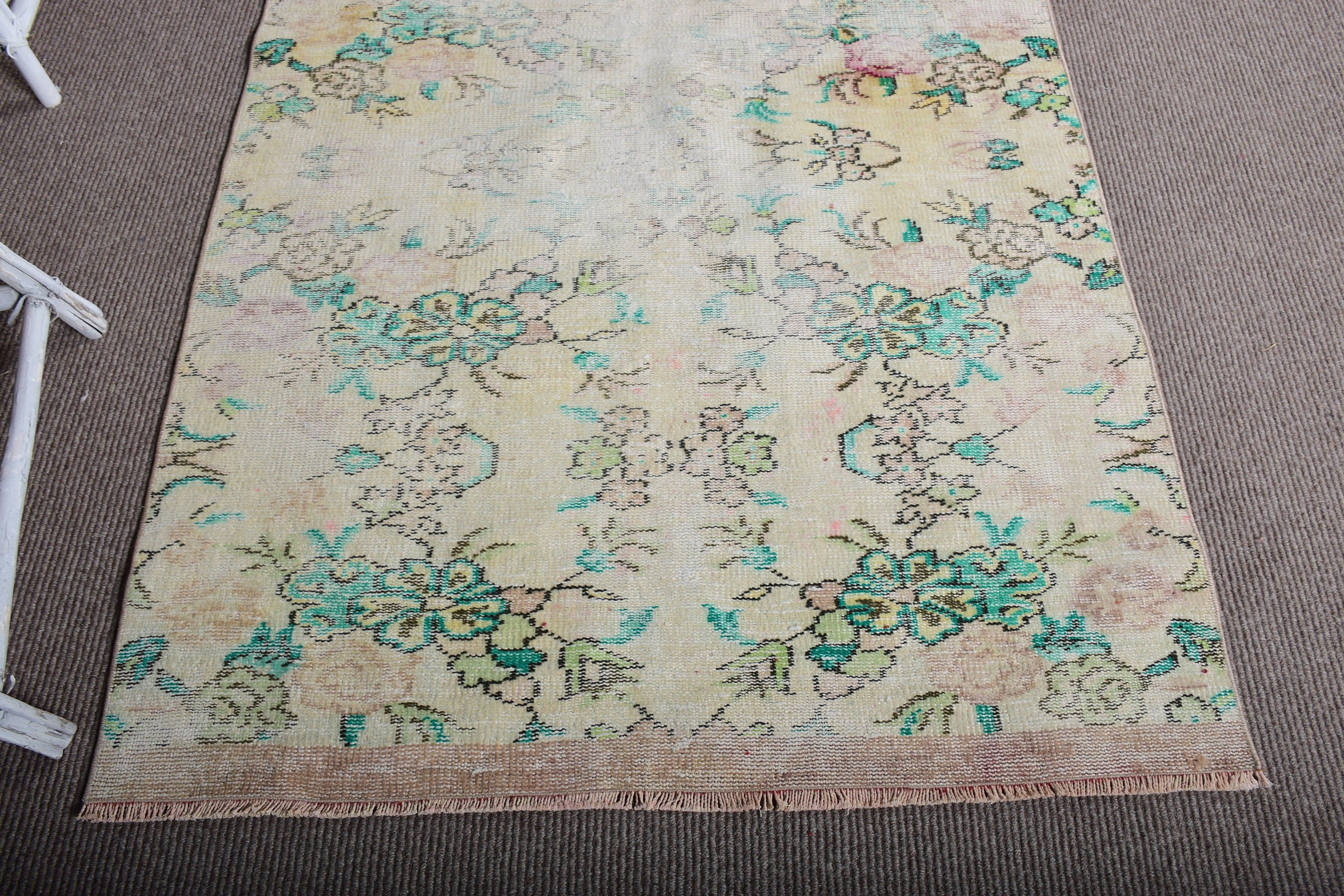 Kitchen Rug, Vintage Rugs, Turkish Rugs, Dining Room Rugs, Green Bedroom Rug, Turkey Rug, 3.9x7.6 ft Area Rug, Handwoven Rugs, Antique Rugs