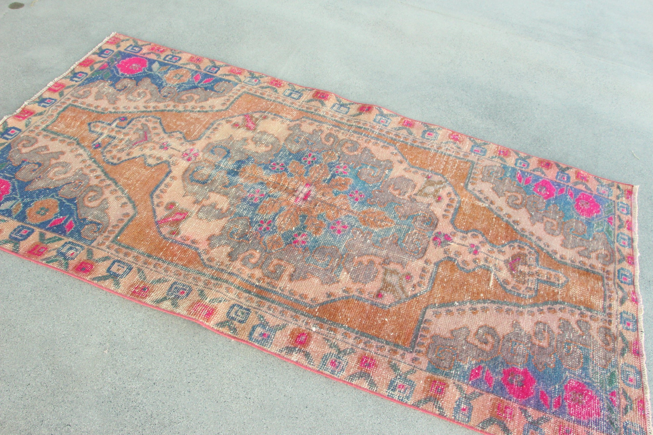 Floor Rugs, Anatolian Rugs, Vintage Rug, Boho Area Rugs, Neutral Rug, Aesthetic Rugs, 3.8x7.2 ft Area Rugs, Red Wool Rugs, Turkish Rug