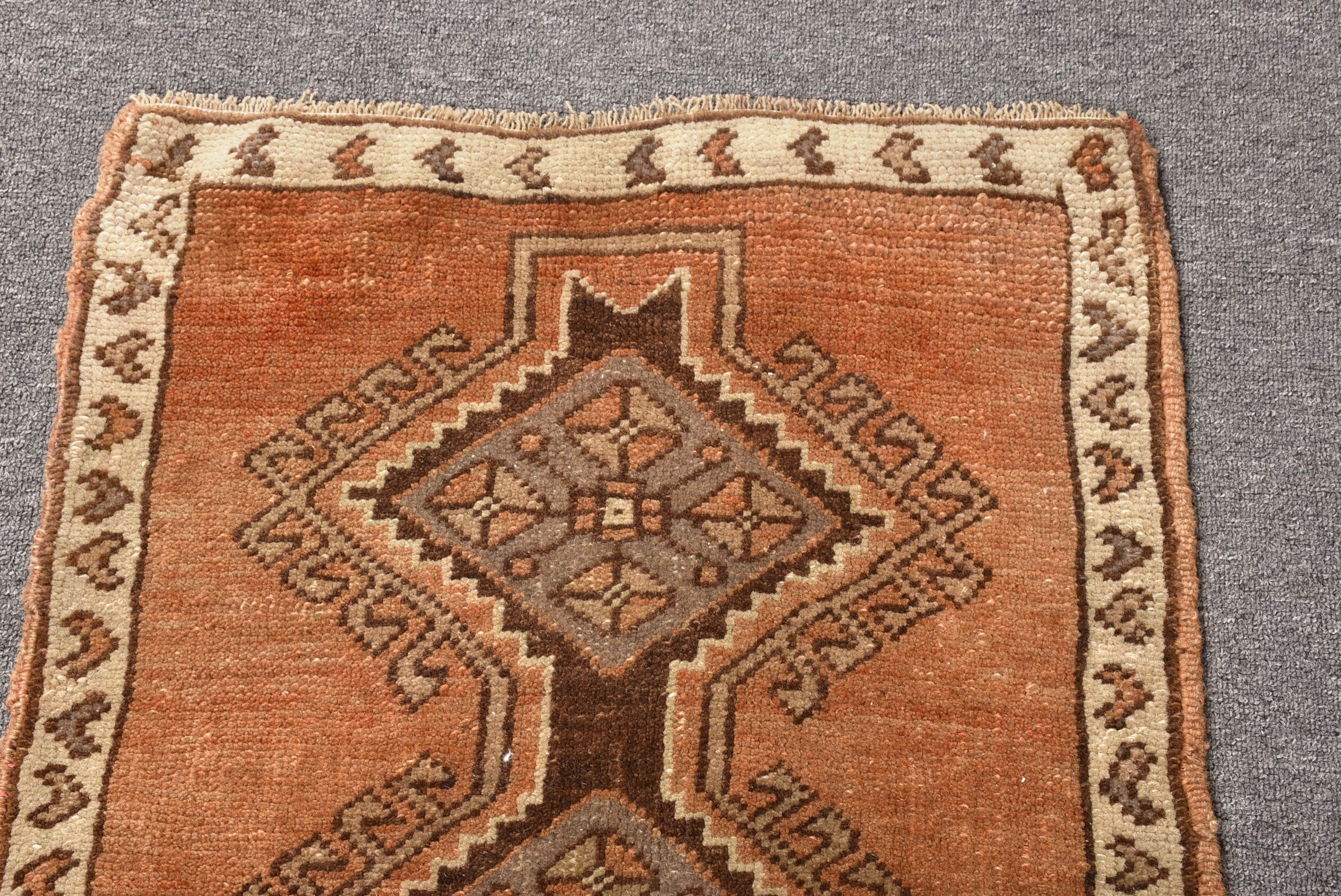 Turkish Rug, Small Boho Rug, Vintage Rug, Antique Rug, Wall Hanging Rugs, 1.9x2.9 ft Small Rugs, Brown Handwoven Rug