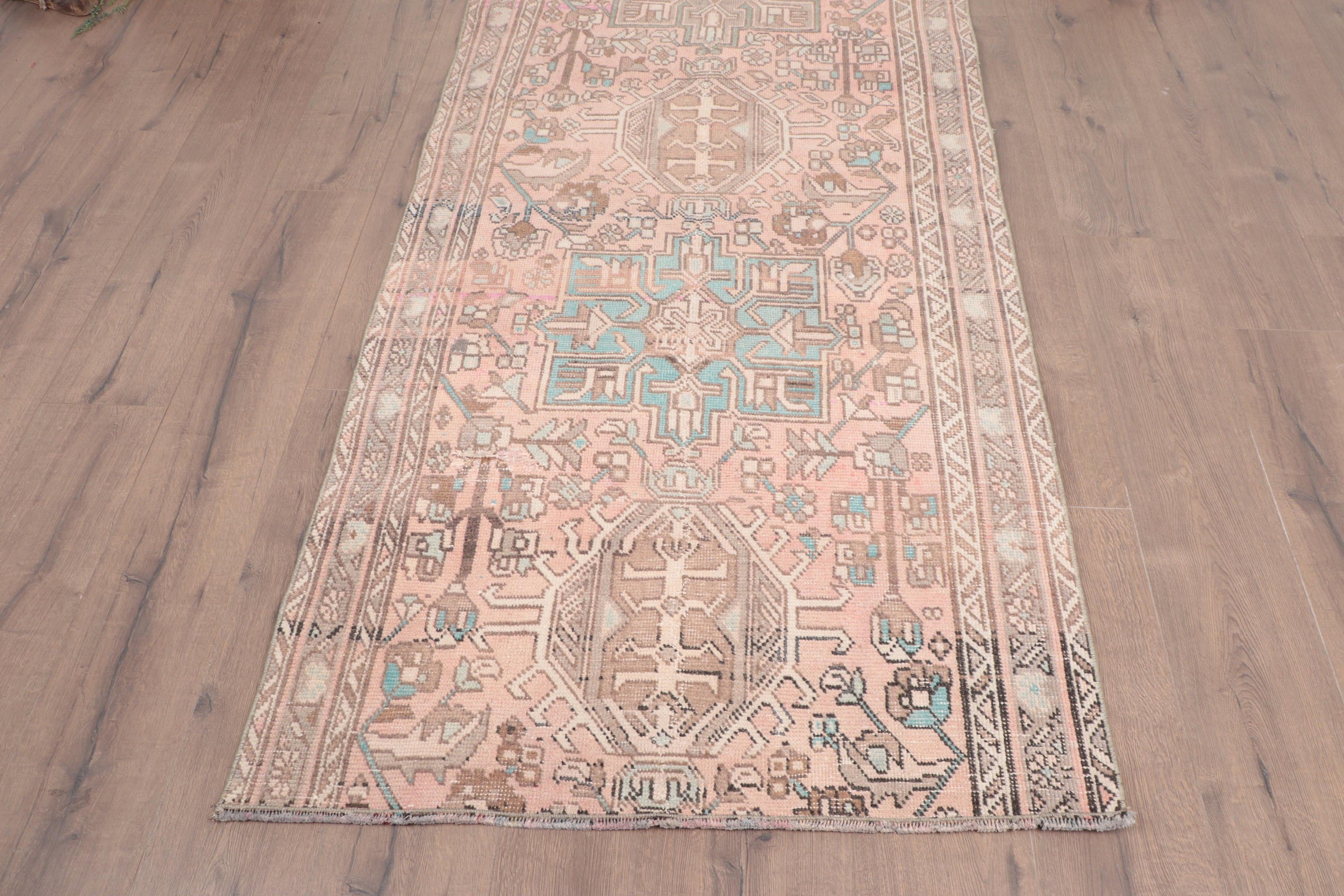 Pink Home Decor Rugs, Statement Rugs, Rugs for Corridor, Turkish Rug, Geometric Rug, Kitchen Rugs, 3.2x8.2 ft Runner Rug, Vintage Rug