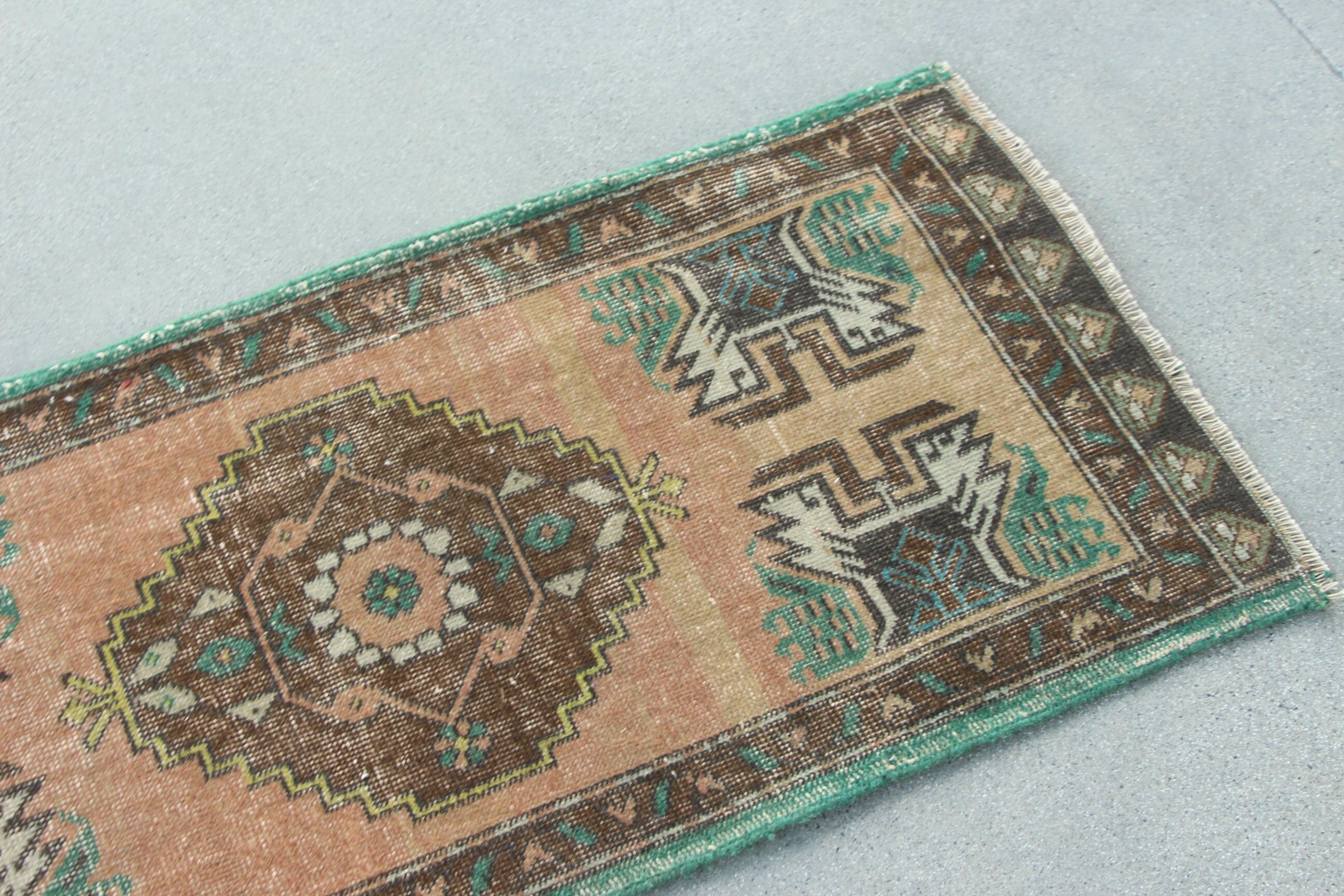 1.6x3.5 ft Küçük Halılar, Ev Dekorasyonu Halısı, Çocuk Halısı, Boho Halısı, Türk Halıları, Vintage Halılar, Küçük Alan Halısı, Oushak Halıları, Kahverengi Yatak Odası Halıları