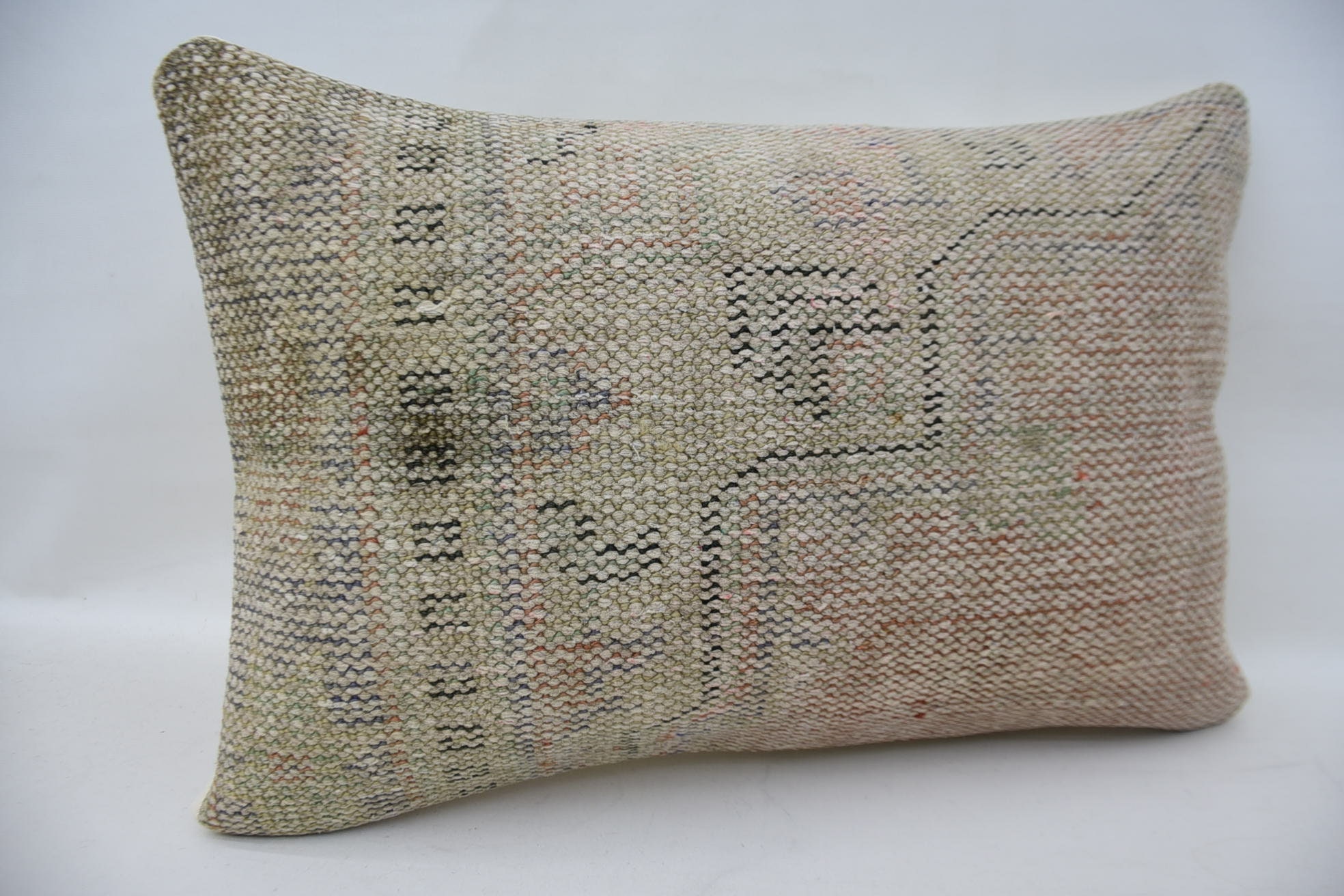 Decorative Pillow, Aesthetic Cushion Cover, Gift Pillow, Vintage Kilim Throw Pillow, 16"x24" Beige Pillow Case, Pillow for Sofa