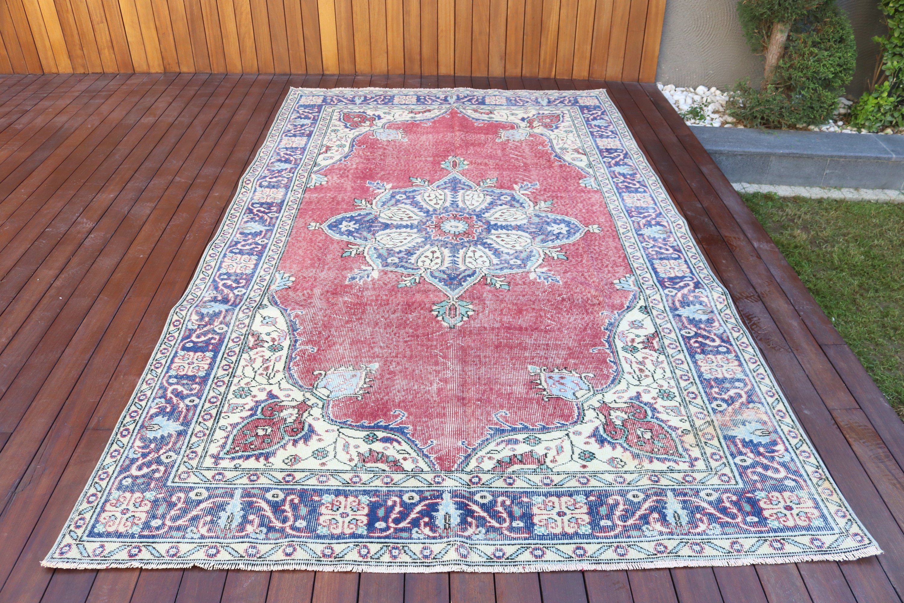 Outdoor Rugs, Oriental Rugs, 5.9x9.5 ft Large Rug, Large Boho Rug, Dining Room Rugs, Turkish Rugs, Red Luxury Rugs, Floor Rug, Vintage Rug