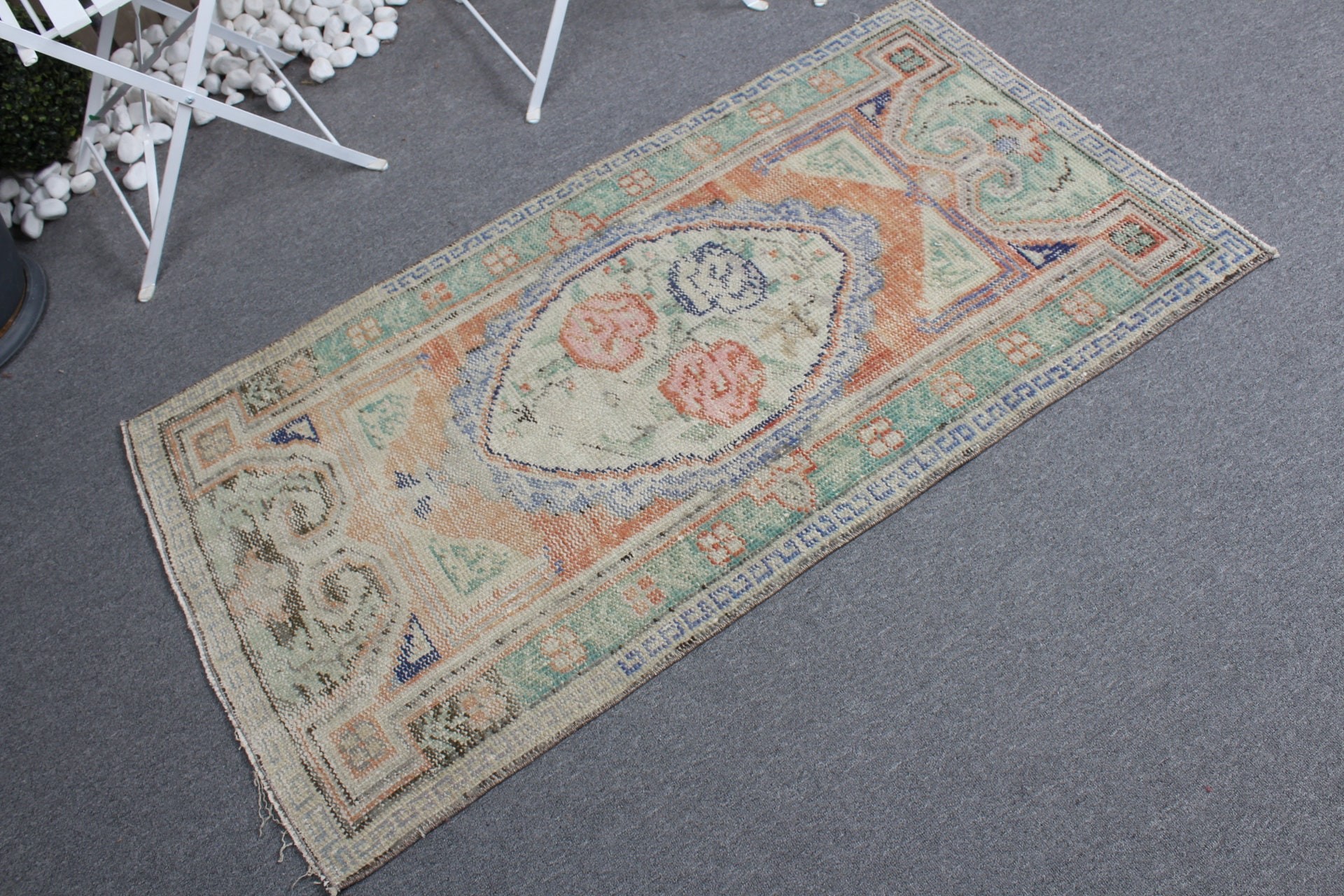 Çocuk Halısı, Yün Halı, Turuncu Antika Halılar, Yatak Odası Halısı, Türk Halısı, Anadolu Halısı, Vintage Halılar, Eskitilmiş Halı, 2,5x4,6 ft Küçük Halılar