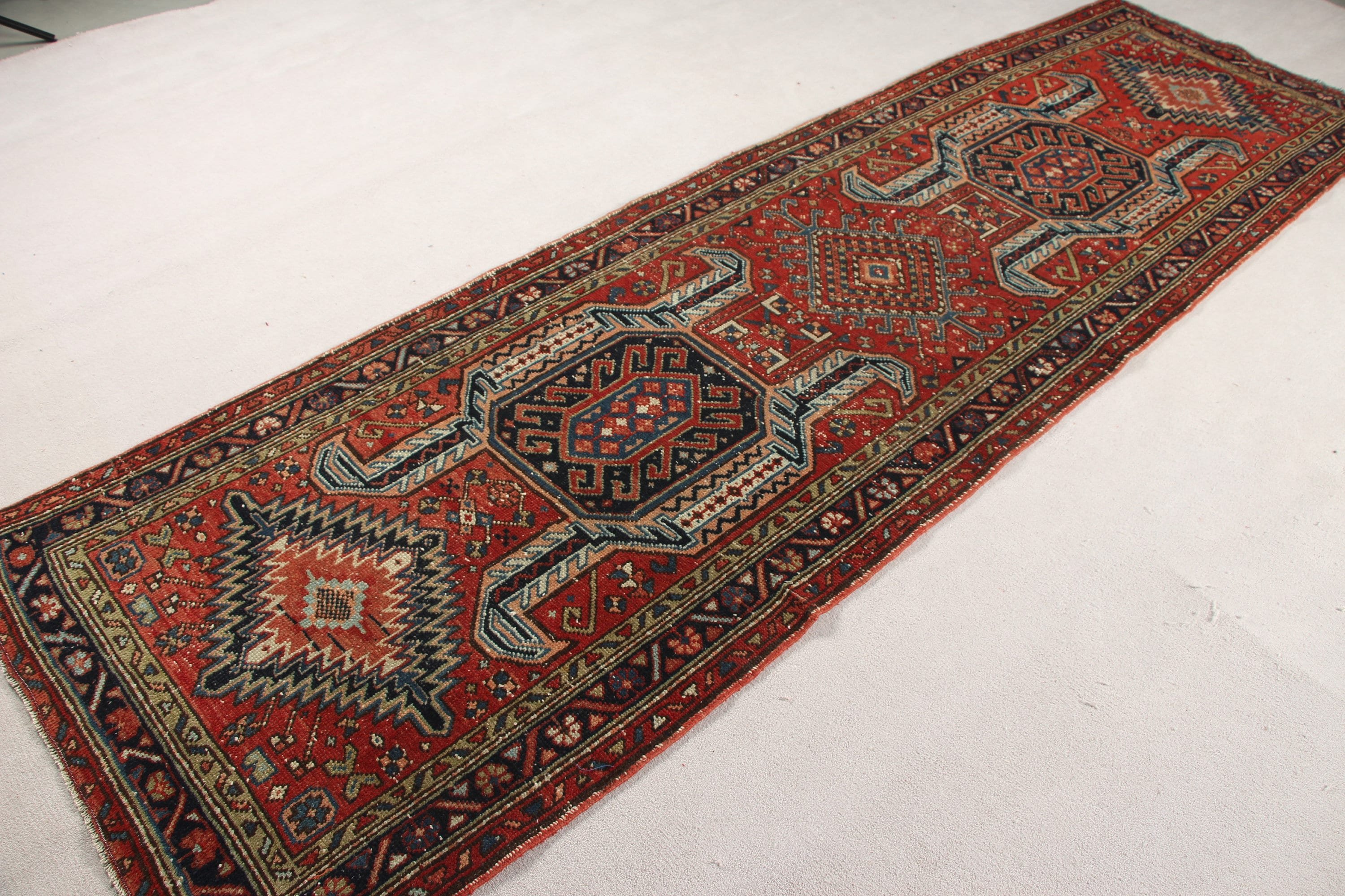 3.2x10.5 ft Runner Rug, Rugs for Kitchen, Cute Rug, Vintage Rugs, Turkish Rug, Antique Rug, Oriental Rug, Red Kitchen Rugs, Stair Rug