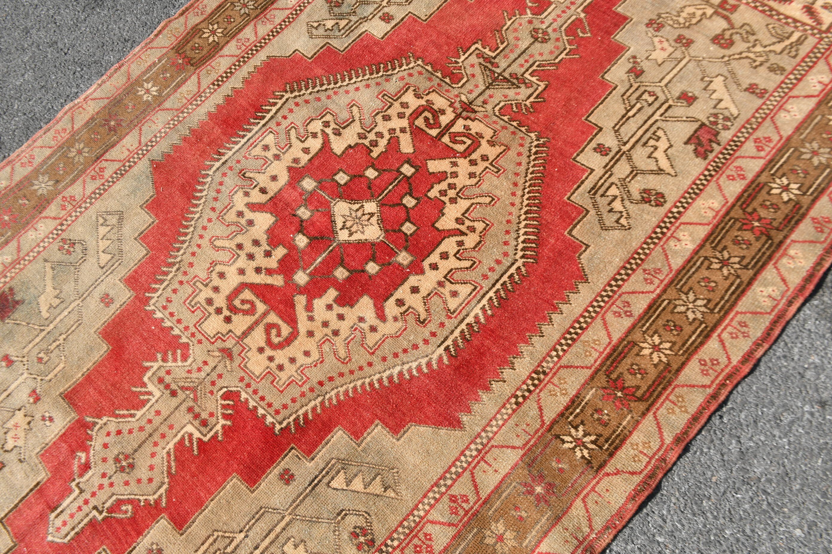 Vintage Rugs, Red Oushak Rug, Turkish Rug, Antique Rug, Floor Rugs, Oriental Rugs, 4.6x7.6 ft Area Rug, Rugs for Dining Room, Indoor Rug