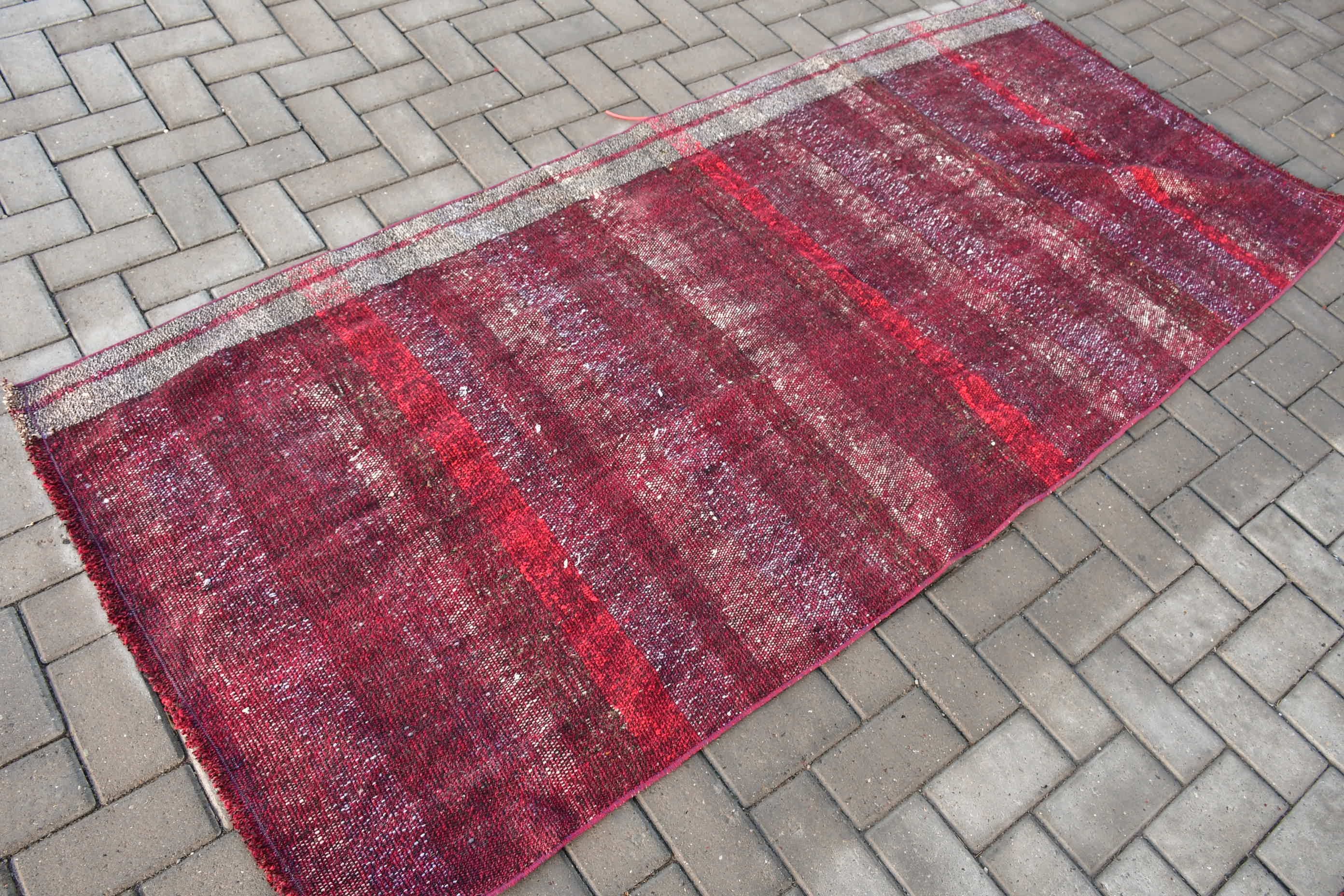 Vintage Rugs, Floor Rugs, Red Wool Rugs, Rugs for Floor, Kilim, Custom Rug, Moroccan Rug, 3.3x7.4 ft Area Rugs, Bedroom Rugs, Turkish Rug