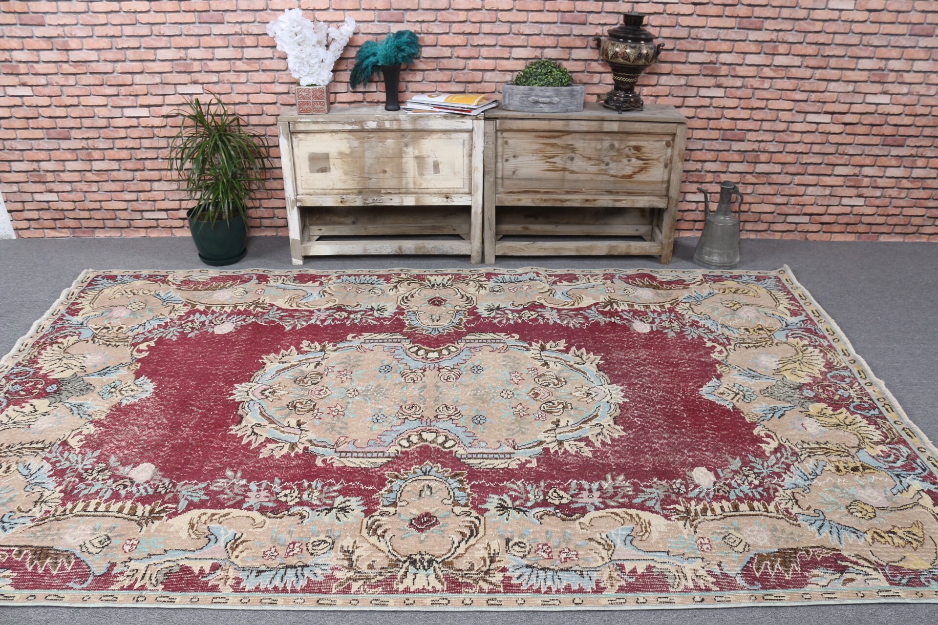 Mor Oryantal Halı, Yatak Odası Halısı, Ofis Halısı, Yemek Odası Halısı, 5.7x9.5 ft Büyük Halılar, Salon Halısı, Vintage Halı, Türk Halıları, Antika Halı