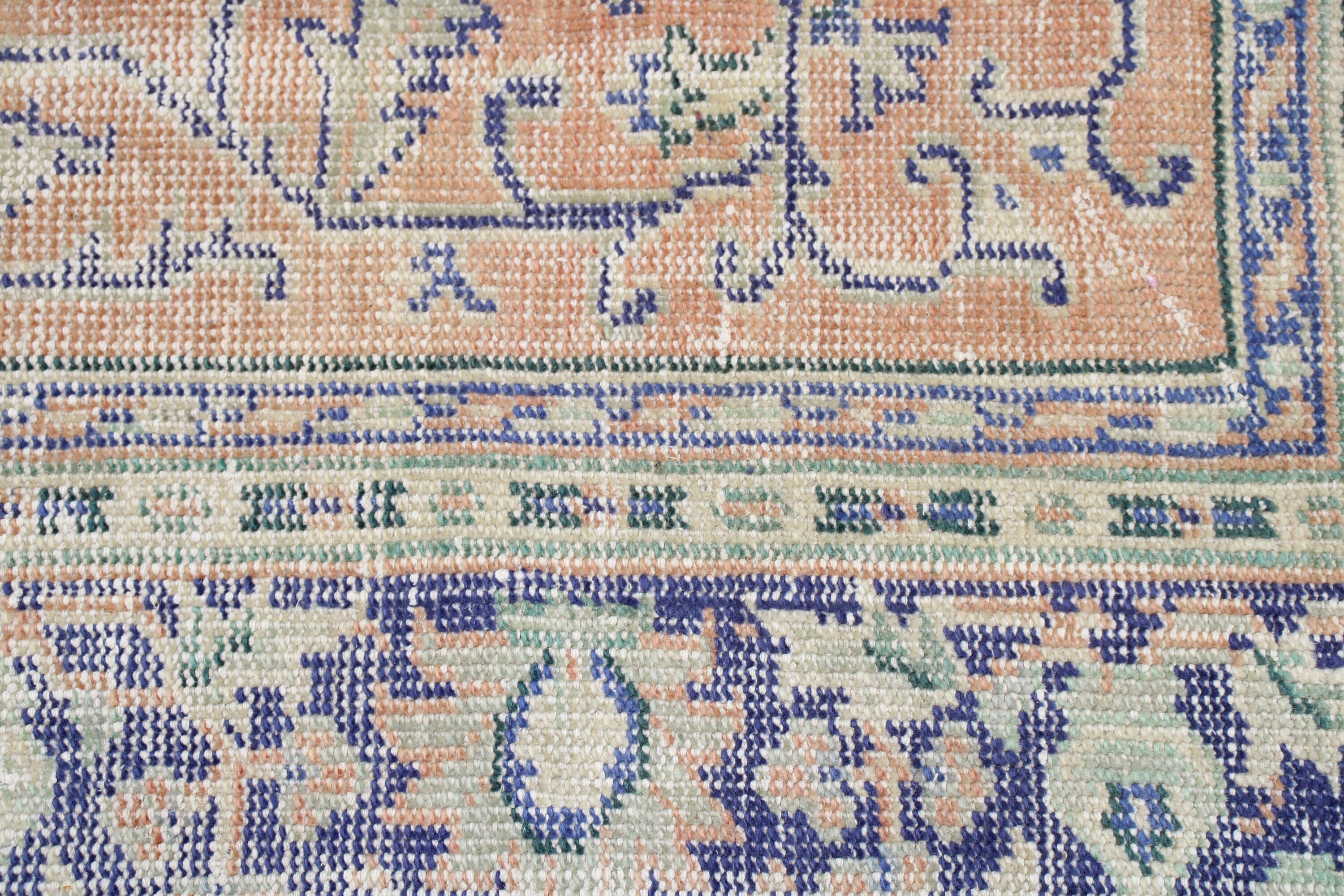 Turkish Rug, Anatolian Rug, Entry Rug, Blue Anatolian Rugs, Kitchen Rug, Vintage Rug, 1.6x3.2 ft Small Rug, Pale Rugs