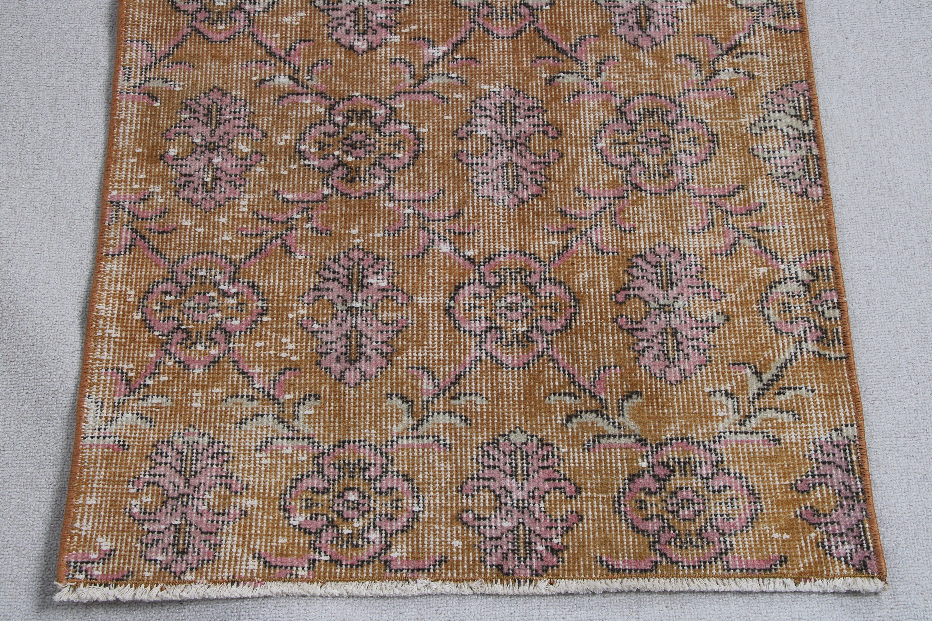 Mutfak Halısı, Vintage Halı, Organik Halılar, Yatak Odası Halısı, Turuncu Ev Dekorasyonu Halısı, Duvara Asılı Halı, Türk Halıları, 2.3x4.7 ft Küçük Halı, Harika Halılar