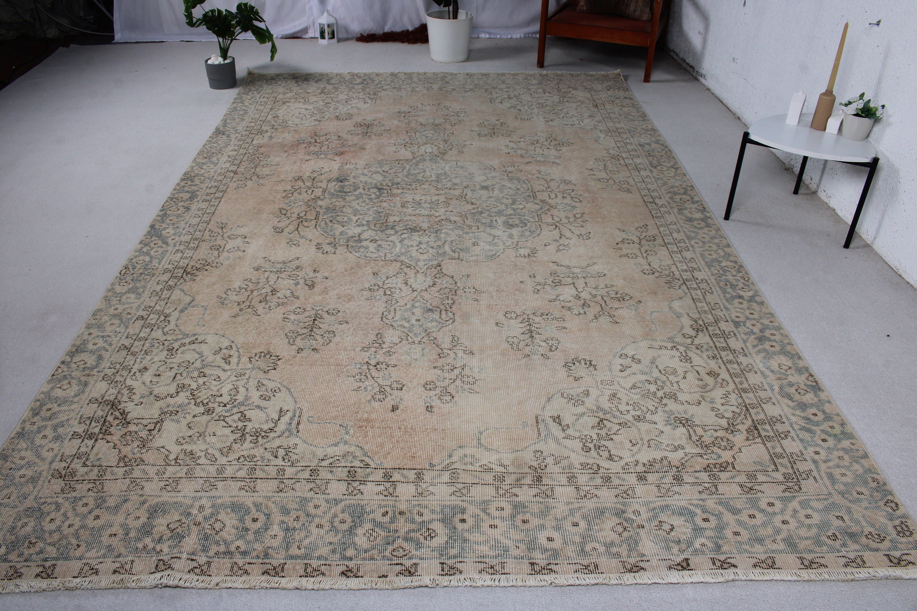 Turkish Rugs, Oversize Vintage Rug, Bedroom Rugs, Aztec Rugs, Vintage Rug, Flatweave Rugs, Beige  7.1x11.1 ft Oversize Rugs