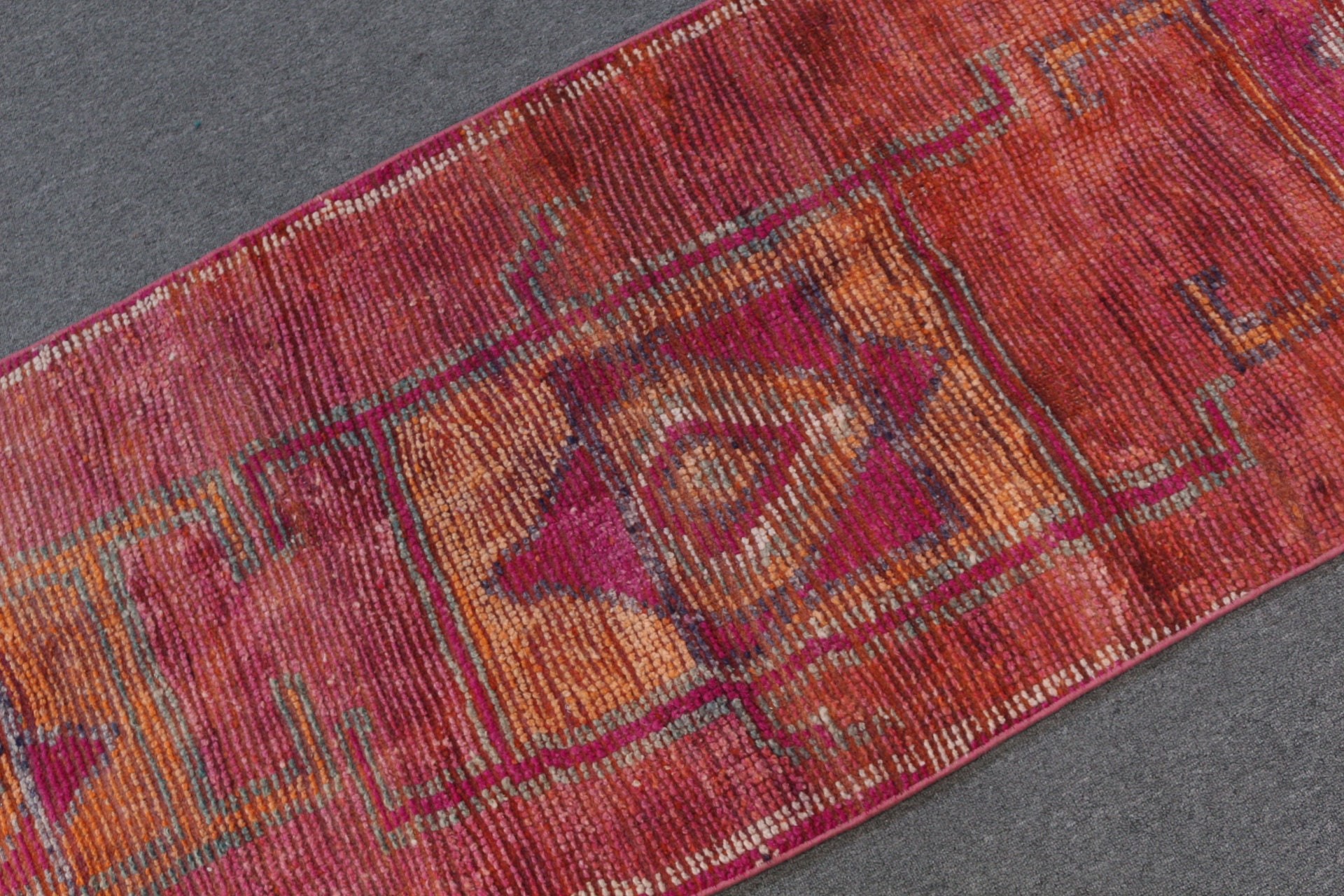 Pembe Ev Dekor Halısı, Koridor Halıları, Vintage Halılar, Türk Halısı, 2.6x10.6 ft Runner Halıları, Oryantal Halılar, Ev Dekor Halısı, Koridor Halısı