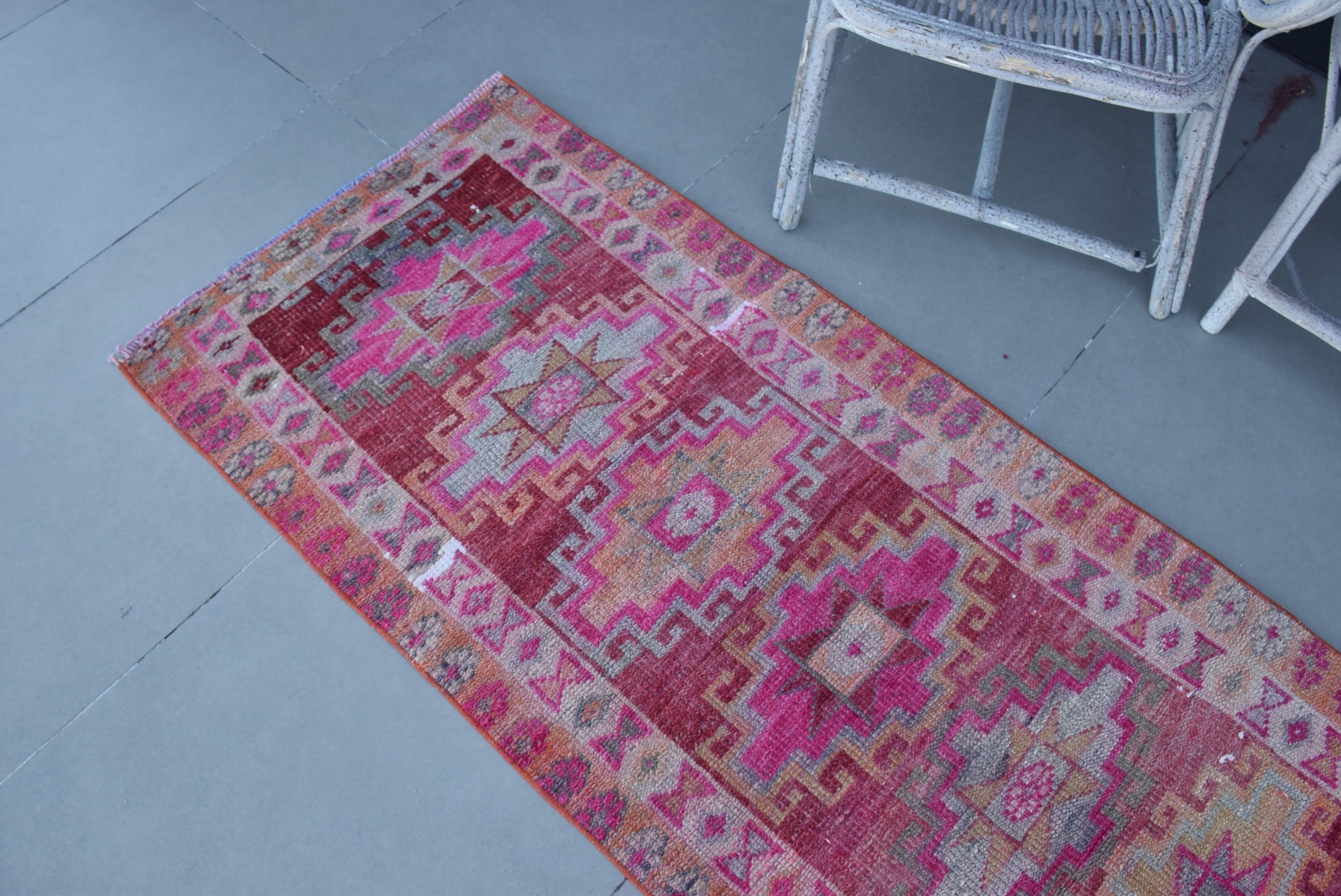 Pink Moroccan Rug, Turkish Rug, Kitchen Rug, Rugs for Runner, Anatolian Rug, 2.5x8.8 ft Runner Rug, Home Decor Rugs, Old Rug, Vintage Rugs