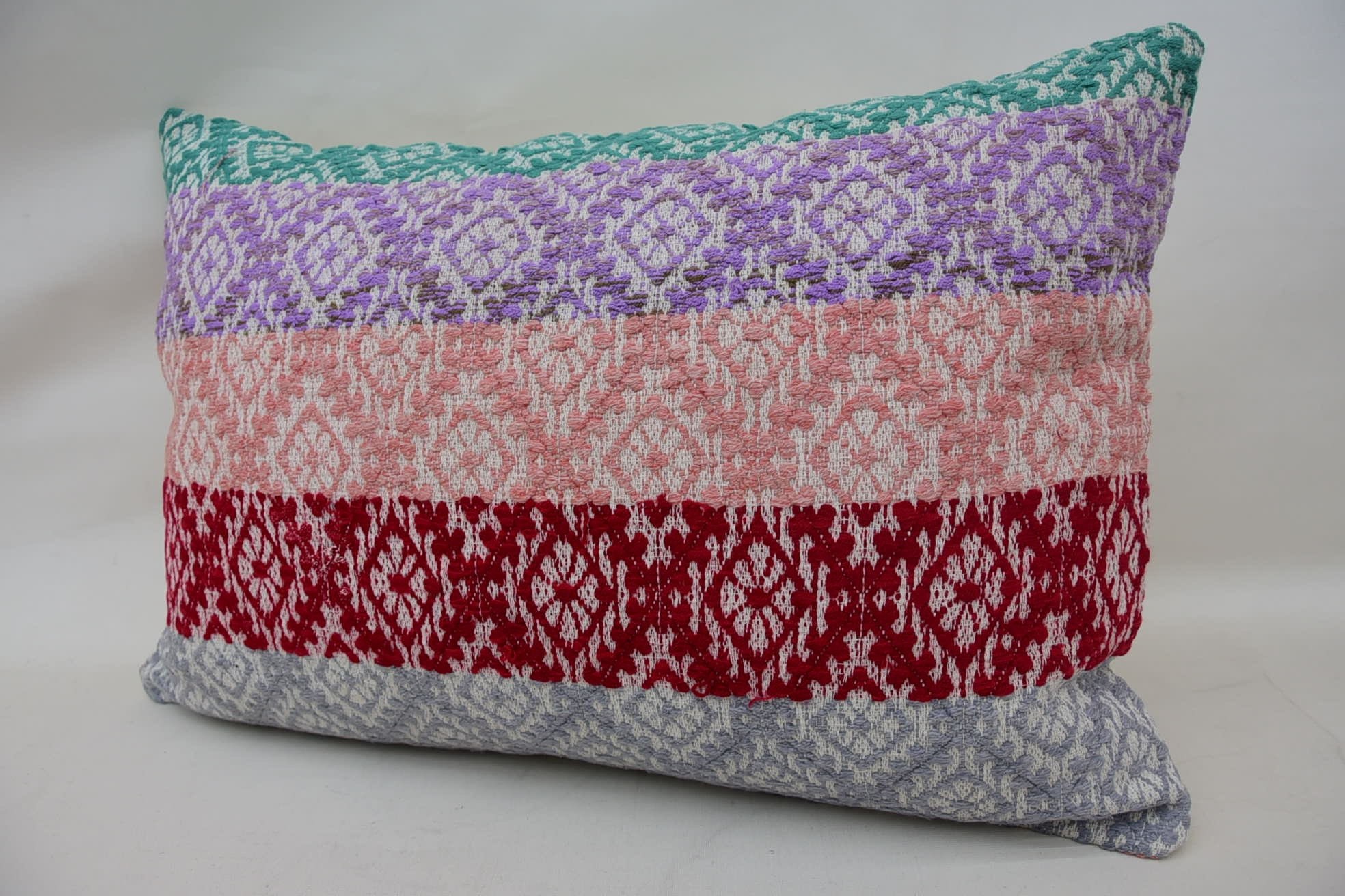 Neutral Throw Pillow Cover, 16"x24" Red Pillow Sham, Pillow for Couch, Couch Pillow Sham, Turkish Kilim Pillow, Throw Kilim Pillow
