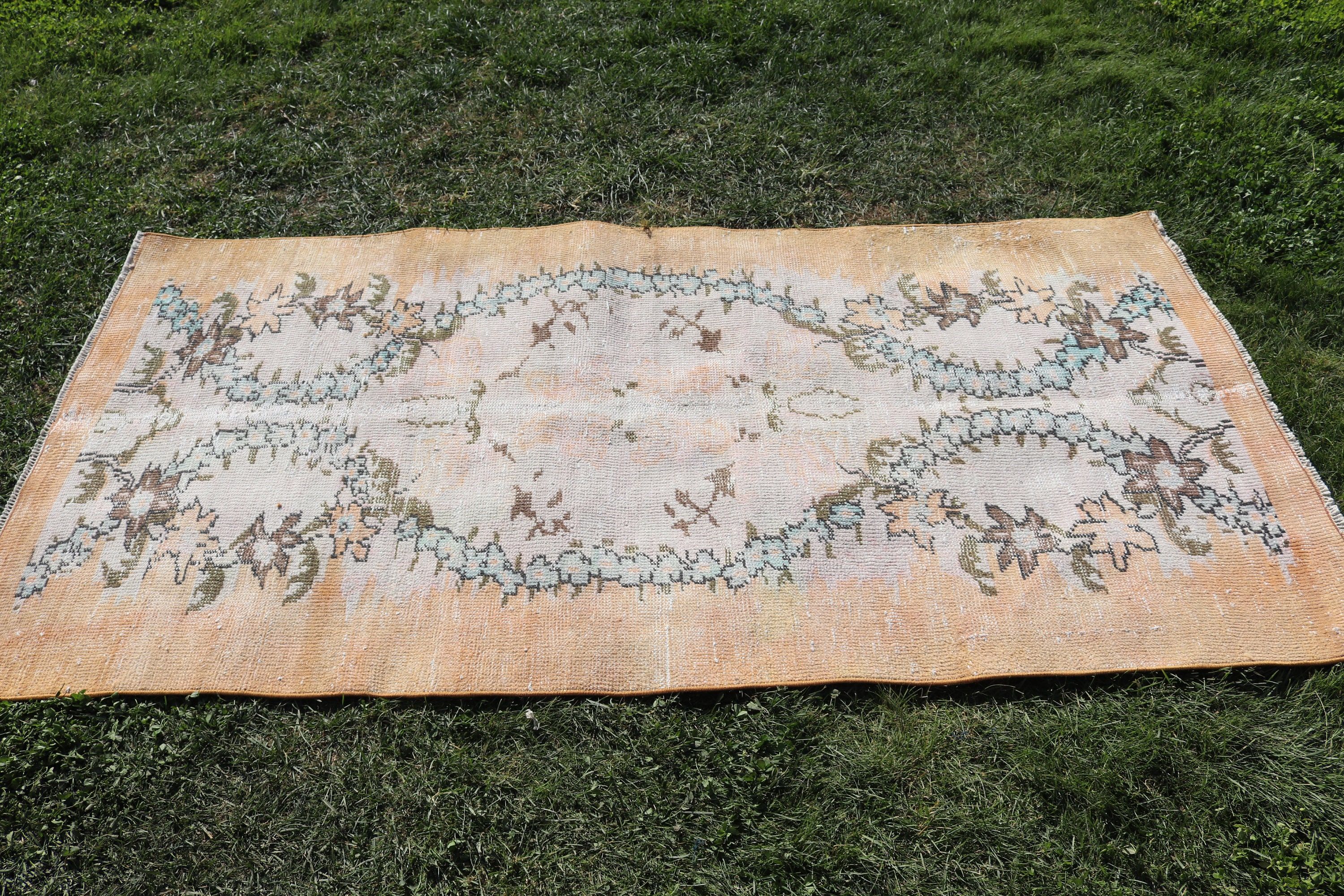 3,4x6,5 ft Aksan Halıları, Ofis Halısı, Mutfak Halıları, Çocuk Halıları, Türk Halıları, Havalı Halılar, Vintage Halı, Turuncu Lüks Halı, Geometrik Halı