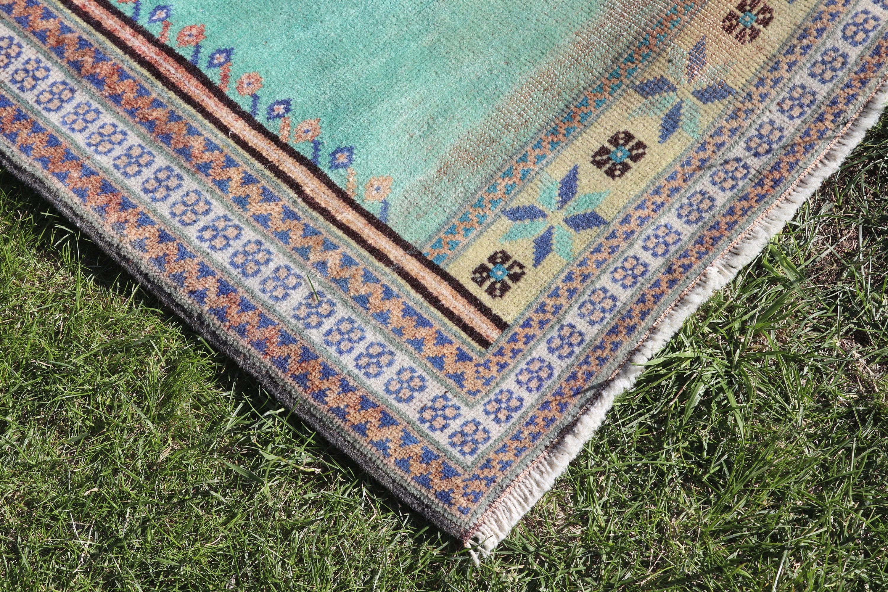 Rugs for Bath, Kitchen Rug, Home Decor Rugs, Turkish Rug, Small Boho Rug, 2.4x3.7 ft Small Rug, Green Cool Rug, Vintage Rug