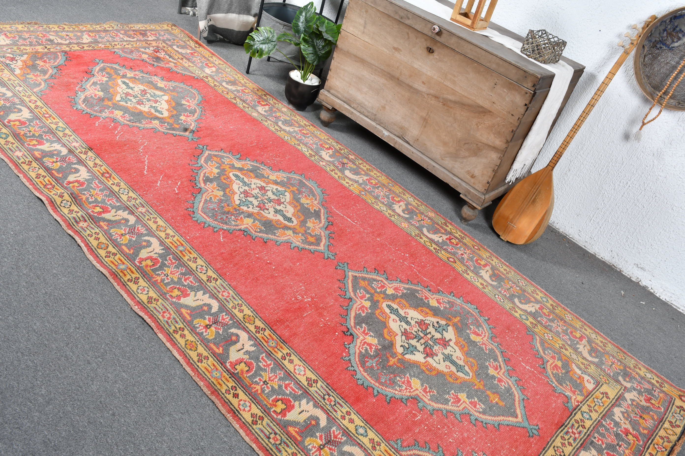 Pink Floor Rug, Bedroom Rug, Oushak Rugs, Kitchen Rugs, Dining Room Rugs, 4.8x11.4 ft Large Rug, Vintage Rugs, Natural Rug, Turkish Rug