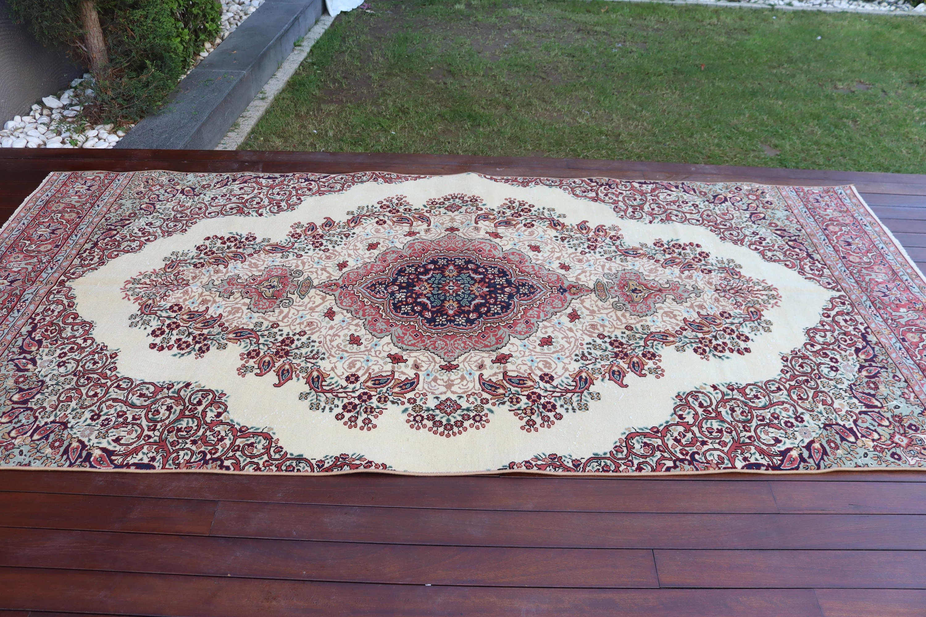 Vintage Halılar, Havalı Halı, Salon Halıları, Türk Halısı, Bej Fas Halısı, Büyük Vintage Halılar, Oushak Halıları, Aztek Halısı, 4,7x9,9 ft Büyük Halı