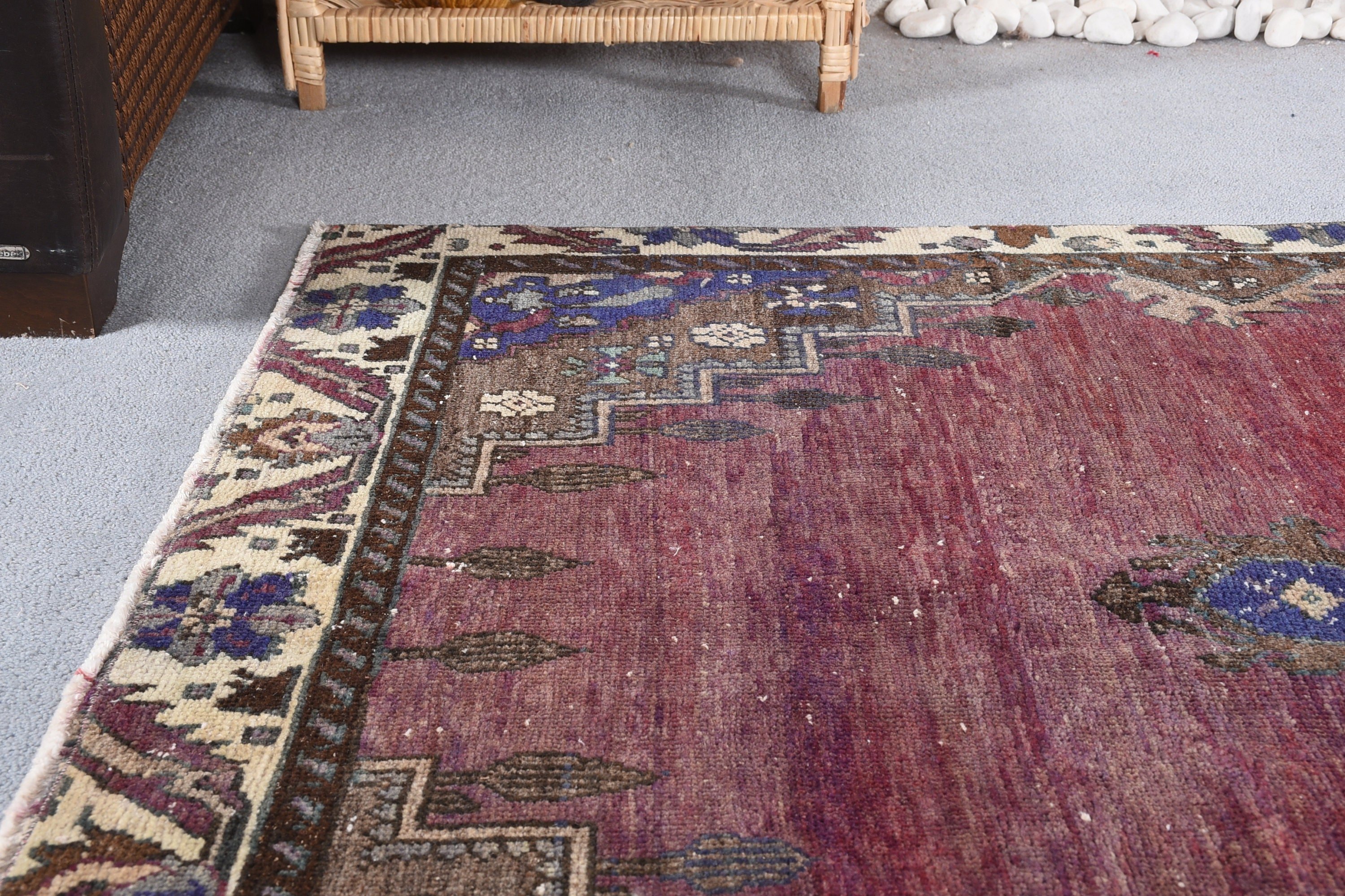 Home Decor Rug, Floor Rug, Purple Antique Rug, Rugs for Kitchen, Bedroom Rug, Anatolian Rug, 3.7x7.4 ft Area Rug, Turkish Rug, Vintage Rug