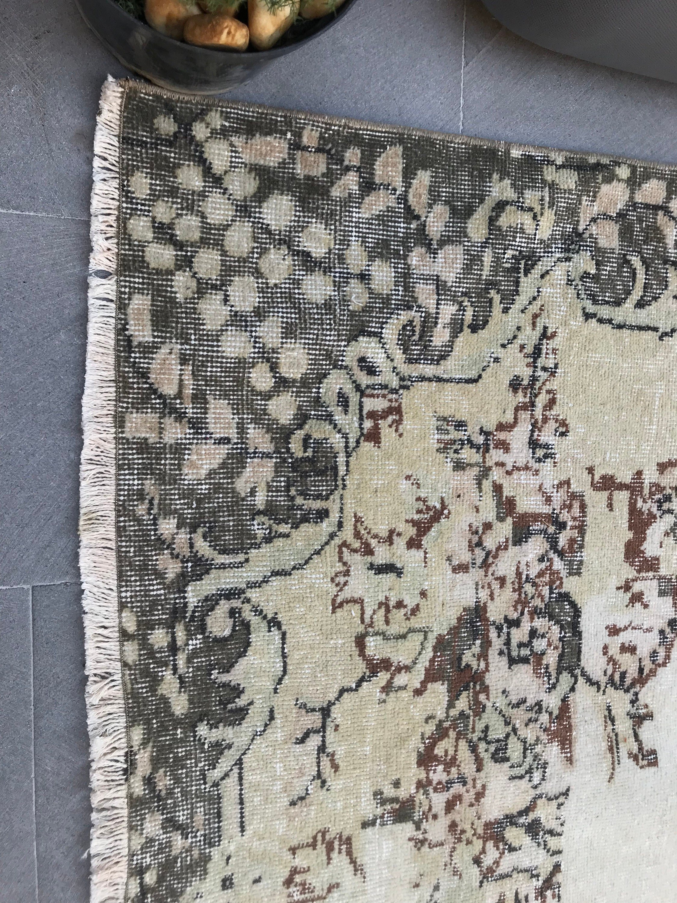 Living Room Rug, Anatolian Rug, 6.3x9.8 ft Large Rug, Salon Rug, White Cool Rugs, Turkish Rugs, Vintage Rug, Turkey Rugs