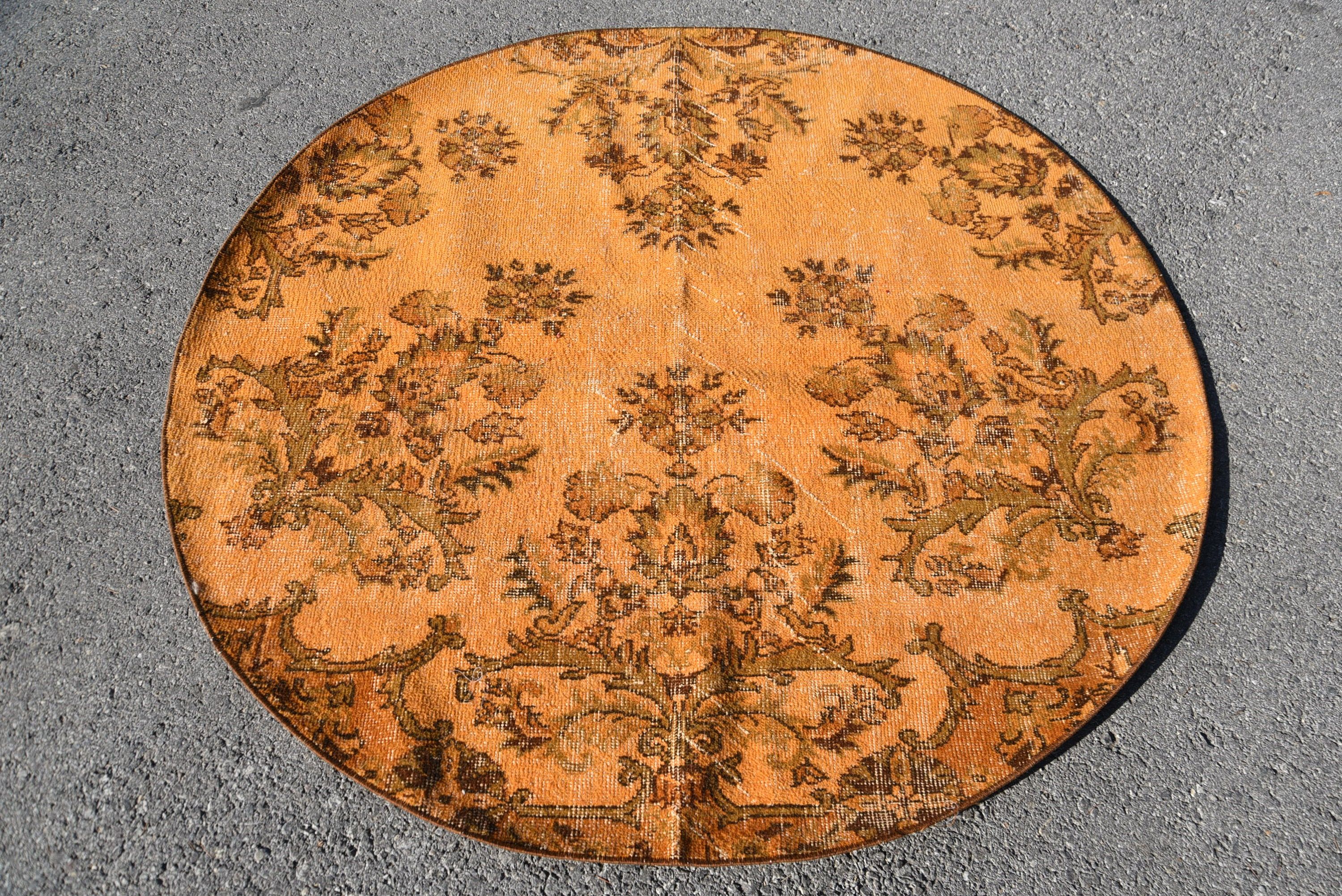 Living Room Rug, Anatolian Rugs, Vintage Rug, Turkish Rug, Floor Rug, Rugs for Kitchen, 5x5 ft Area Rug, Indoor Rug, Distressed Rugs