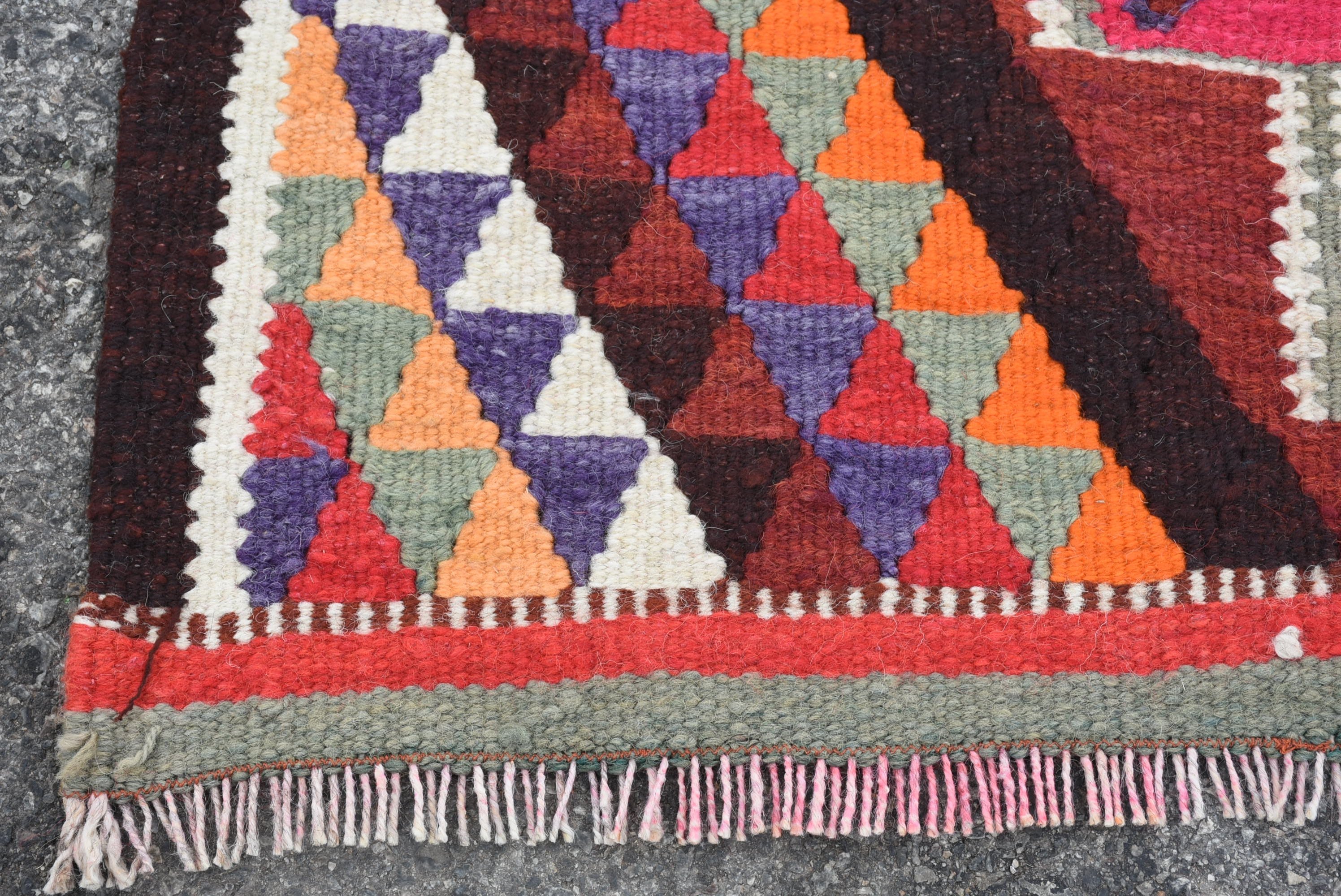 Orange Oushak Rugs, Stair Rugs, Home Decor Rug, Rugs for Kitchen, Turkish Rugs, Vintage Rug, 3x9.9 ft Runner Rug, Floor Rug, Hallway Rug