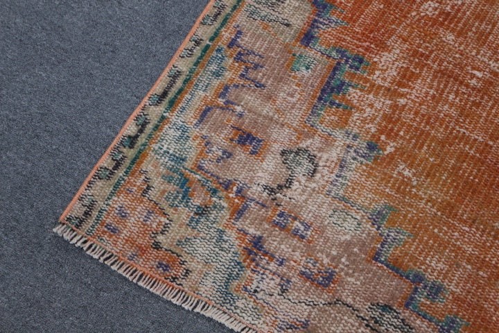 Turkish Rug, Kitchen Rug, Oriental Rug, Hallway Rug, Rugs for Runner, Muted Rug, Orange  2.5x8.5 ft Runner Rug, Vintage Rugs