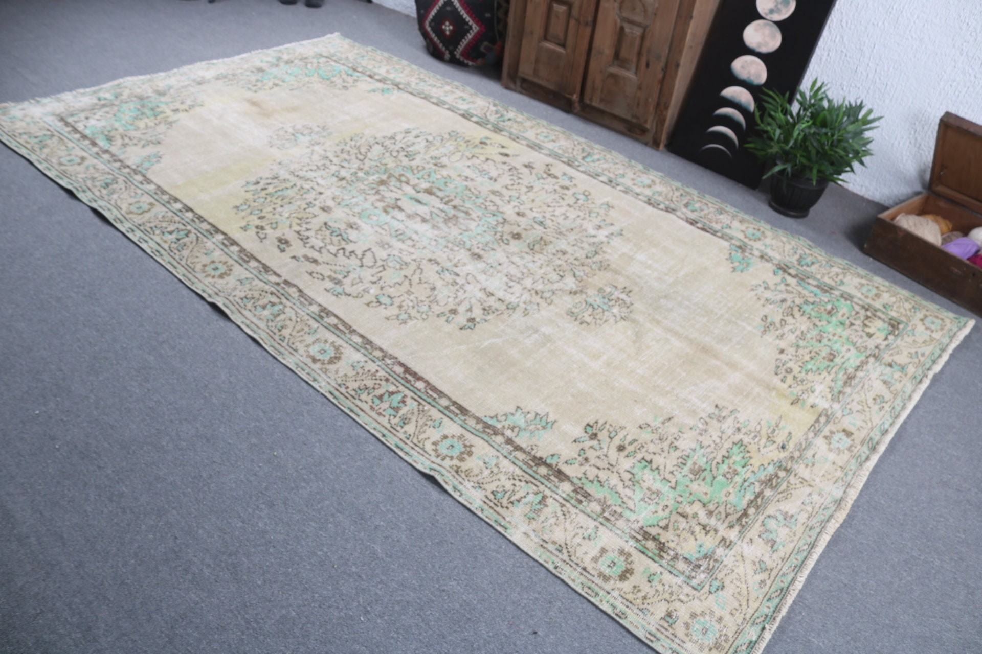 Türk Halısı, Açıklama Halıları, Oturma Odası Halısı, Vintage Halı, Kahverengi Nötr Halılar, Boho Halıları, 5.8x10.5 ft Büyük Halılar, Yemek Odası Halıları