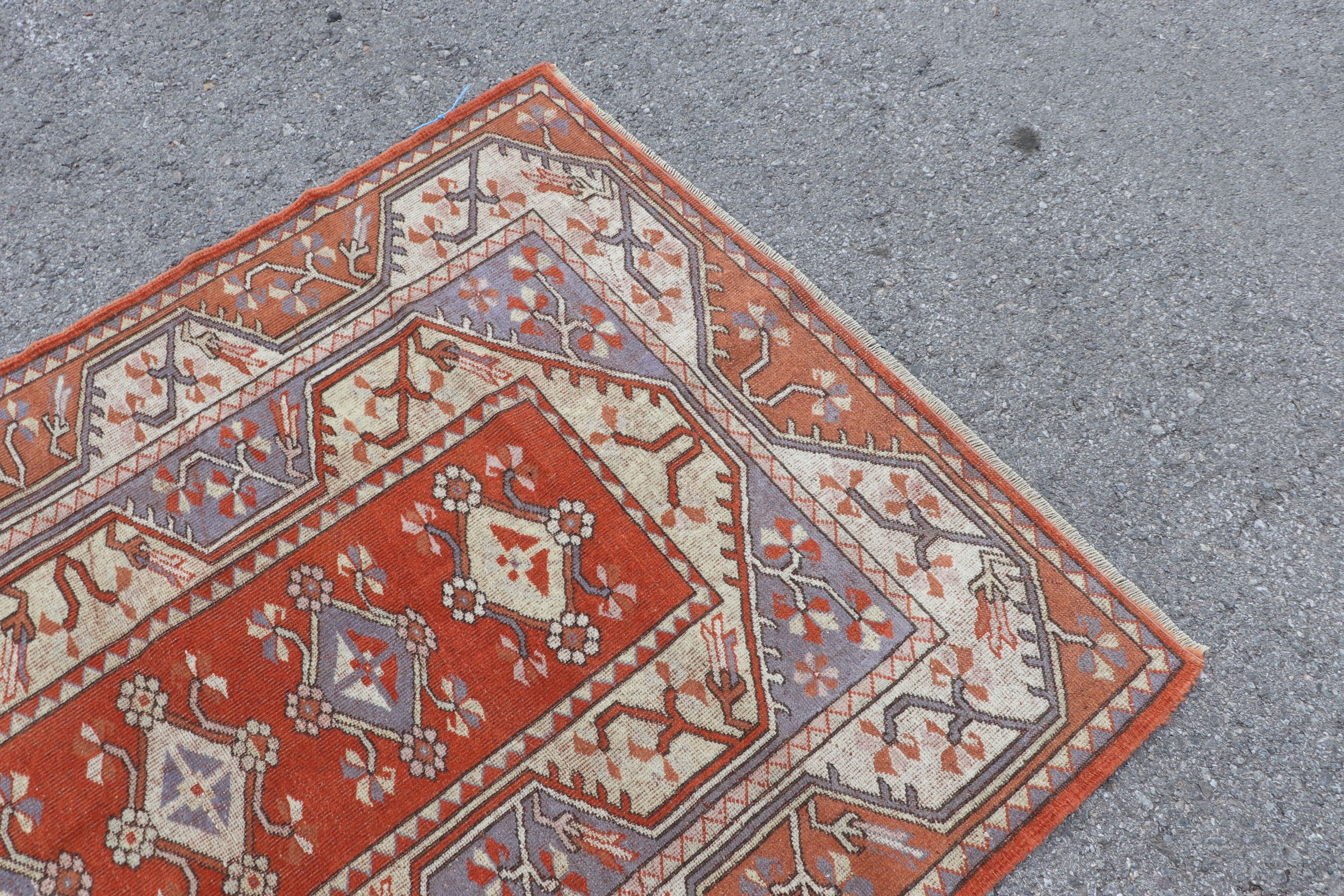 Bedroom Rugs, Oriental Rug, Turkish Rug, Oushak Rug, 4.2x6.3 ft Area Rug, Rugs for Floor, Living Room Rug, Orange Floor Rugs, Vintage Rug