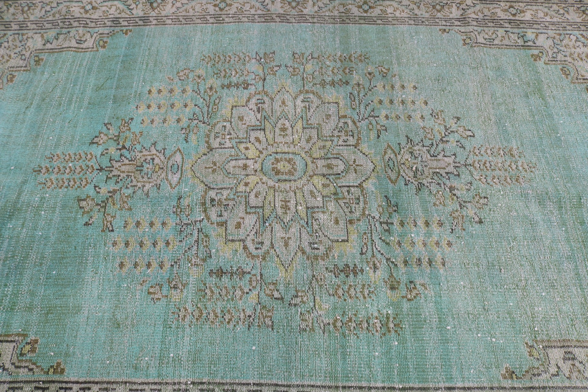 Dış Mekan Halıları, Boho Halıları, Türk Halısı, Yeşil Boho Halısı, Salon Halısı, Büyük Oushak Halıları, Vintage Halılar, 5,5x8,7 ft Büyük Halılar