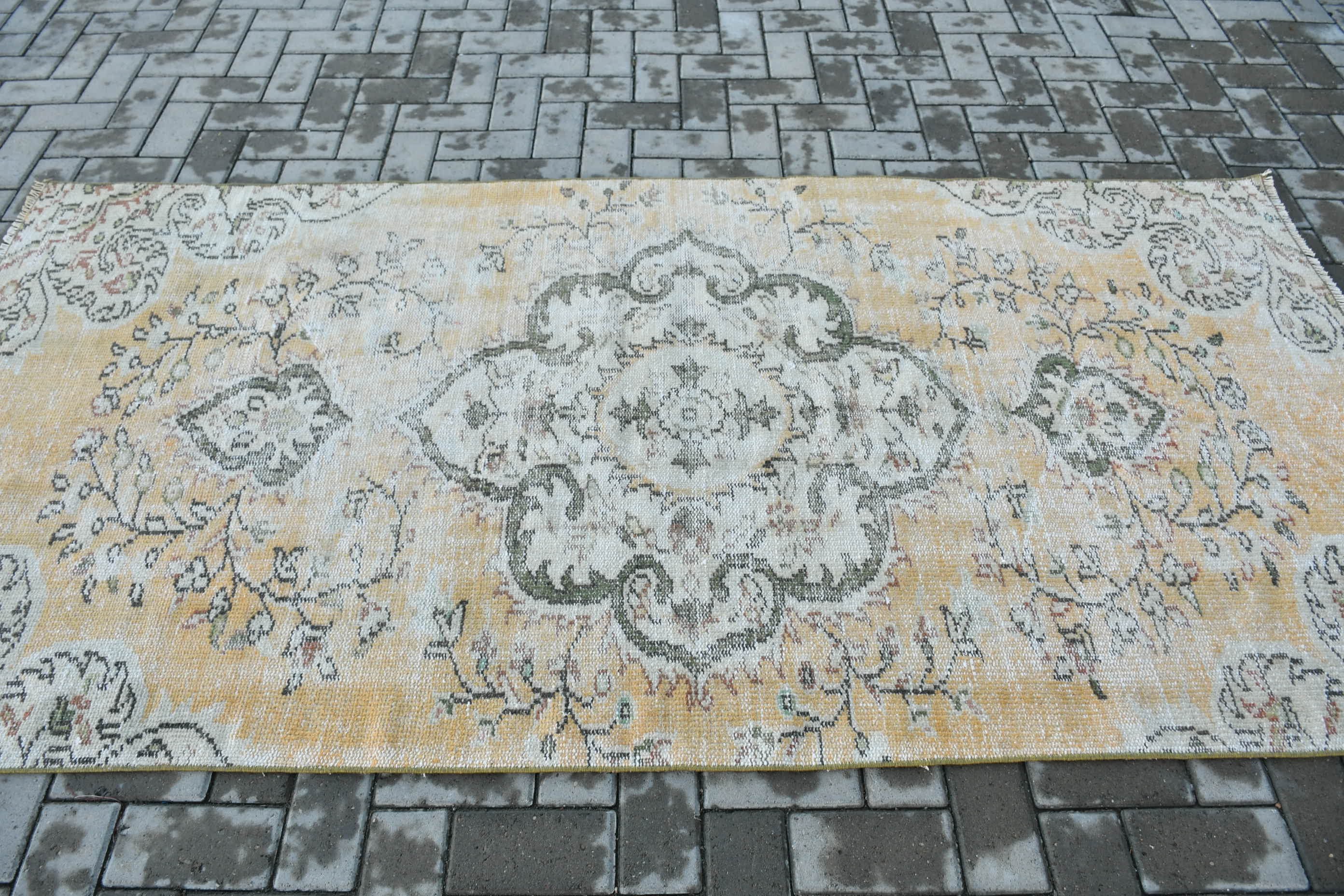 Living Room Rug, Kitchen Rug, Floor Rug, Dining Room Rug, Vintage Rug, Turkish Rug, Muted Rugs, Yellow Floor Rugs, 39.7x8 ft Oversize Rugs