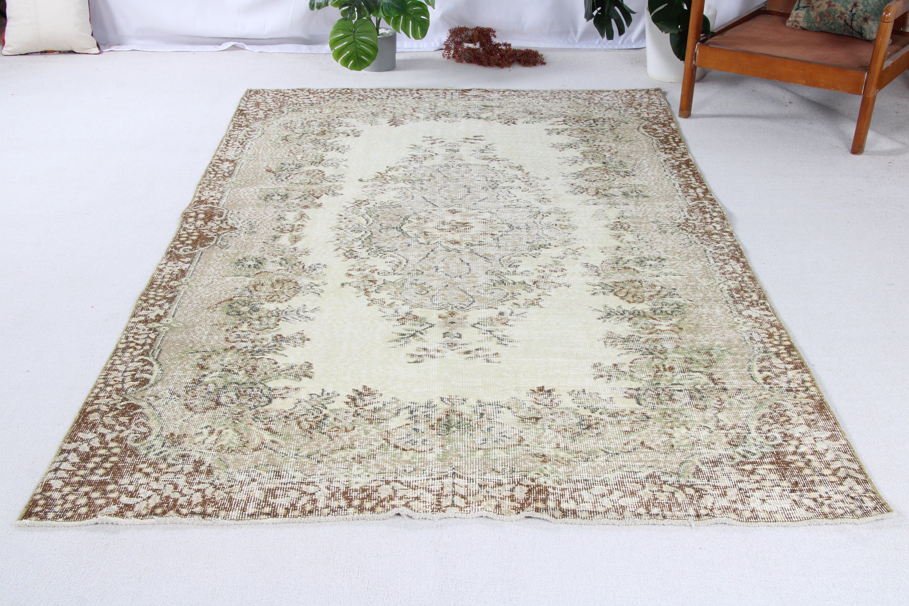 Yeşil Fas Halısı, Büyük Vintage Halılar, 5.3x8.5 ft Büyük Halı, Vintage Halı, Düz Dokuma Halılar, Lüks Halılar, Salon Halısı, Türk Halıları, Boho Halıları