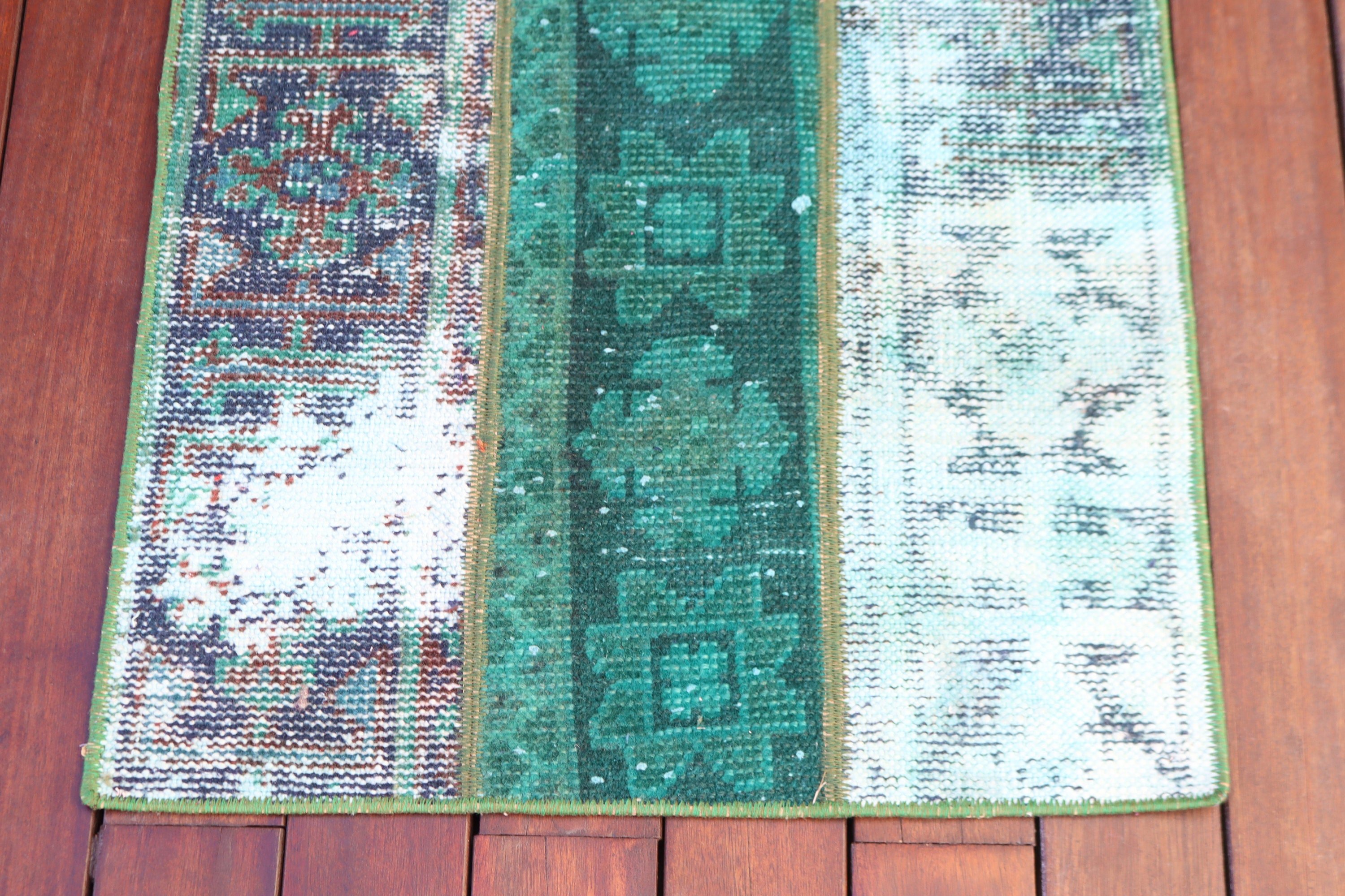 Vintage Rugs, Entry Rugs, Turkish Rug, Ethnic Rugs, Anatolian Rugs, Green  1.9x3.6 ft Small Rug, Small Area Rugs, Neutral Rug