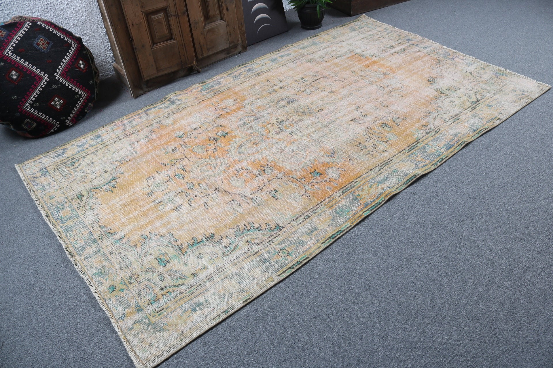 Living Room Rugs, Vintage Rugs, Luxury Rugs, Orange Bedroom Rugs, Turkish Rug, 4.9x8.2 ft Large Rugs, Large Boho Rug