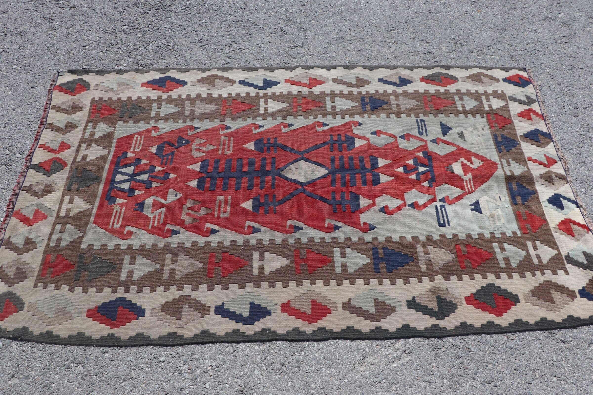 Bedroom Rug, Kilim, Floor Rug, Office Rugs, Cool Rugs, Red  3.3x5.8 ft Accent Rug, Turkish Rug, Vintage Rug, Nursery Rugs