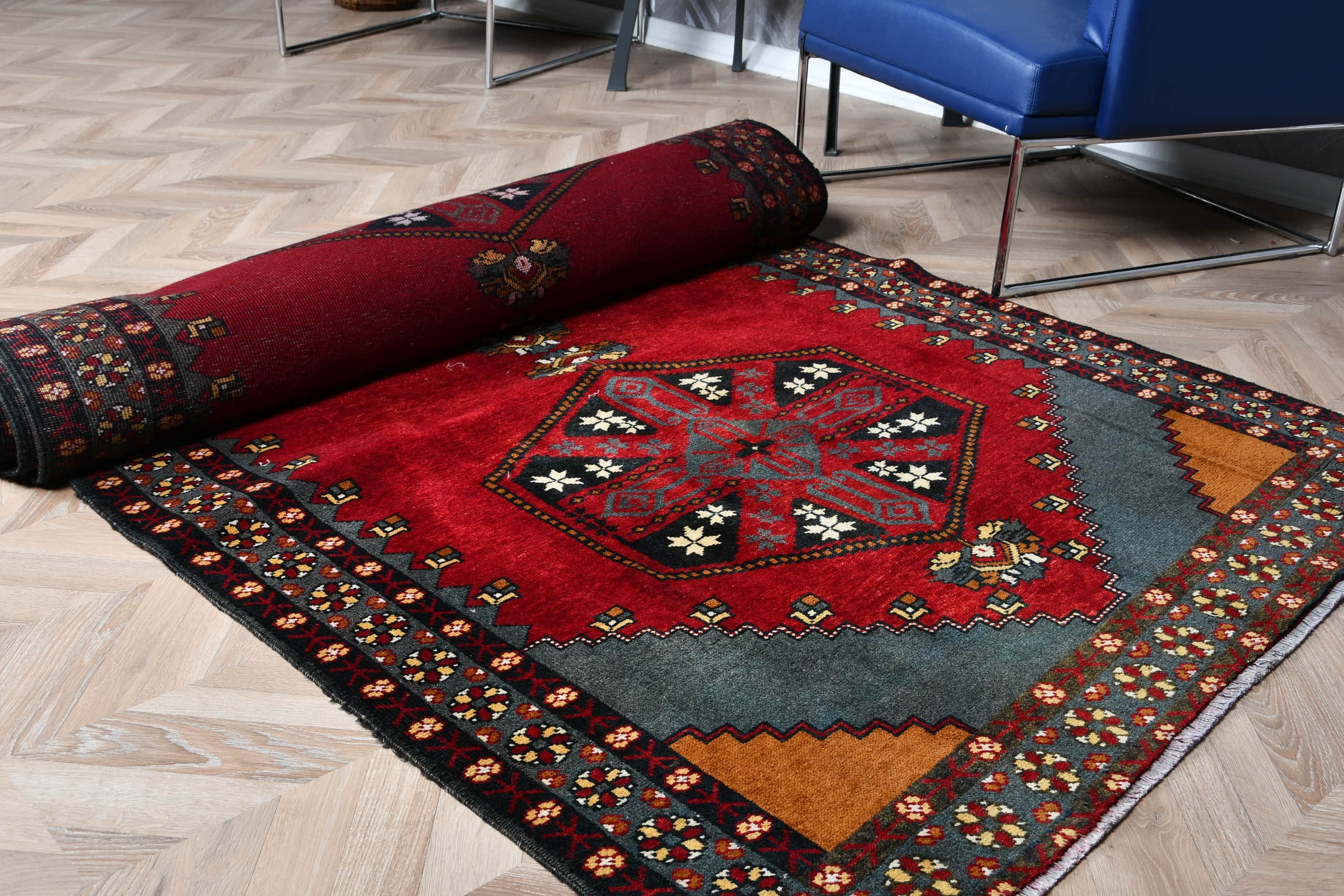 Hallway Rug, Turkish Rug, Vintage Rugs, 4.4x12.7 ft Runner Rug, Kitchen Rugs, Outdoor Rugs, Moroccan Rugs, Corridor Rug, Red Kitchen Rug