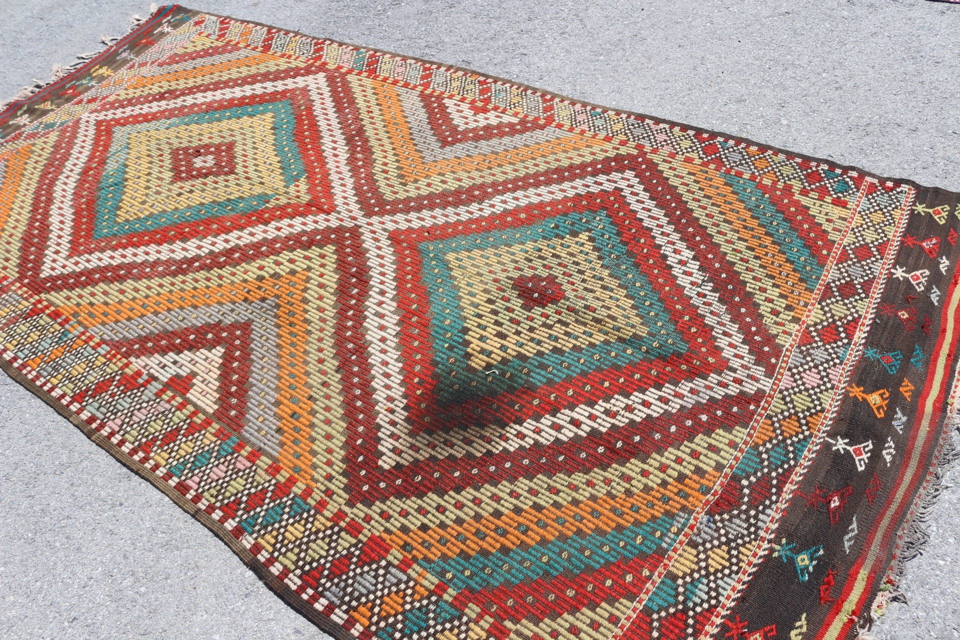 Oryantal Halı, Oturma Odası Halısı, Antika Halı, 5.2x10.3 ft Büyük Halı, Yemek Odası Halısı, Türk Halısı, Kilim, Kırmızı Yer Halısı, Vintage Halı