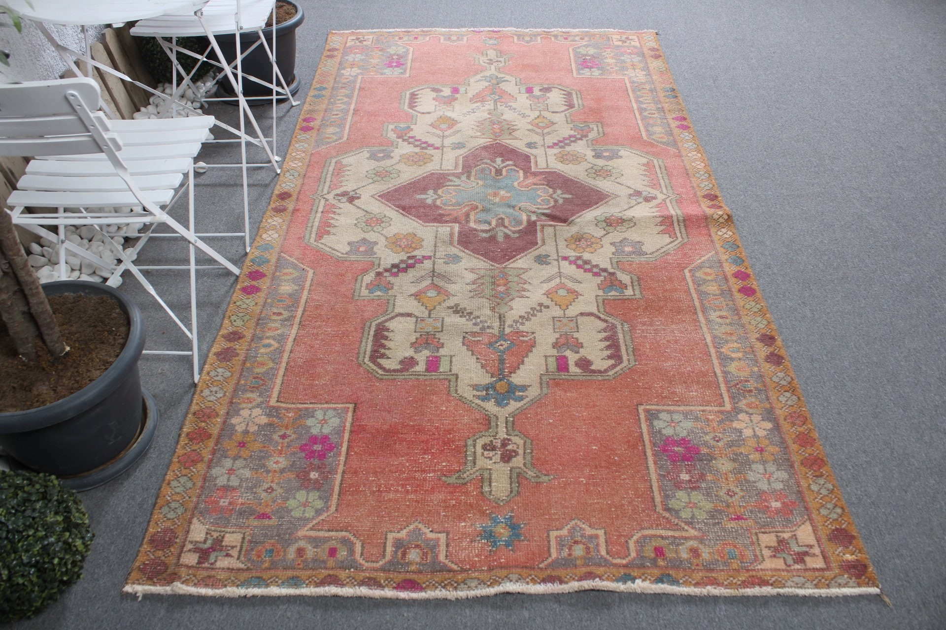 Vintage Halılar, Yemek Odası Halısı, Sessiz Halı, Ev Dekorasyonu Halıları, 4.7x8.8 ft Büyük Halı, Salon Halıları, Türk Halısı, Kırmızı Soğuk Halı